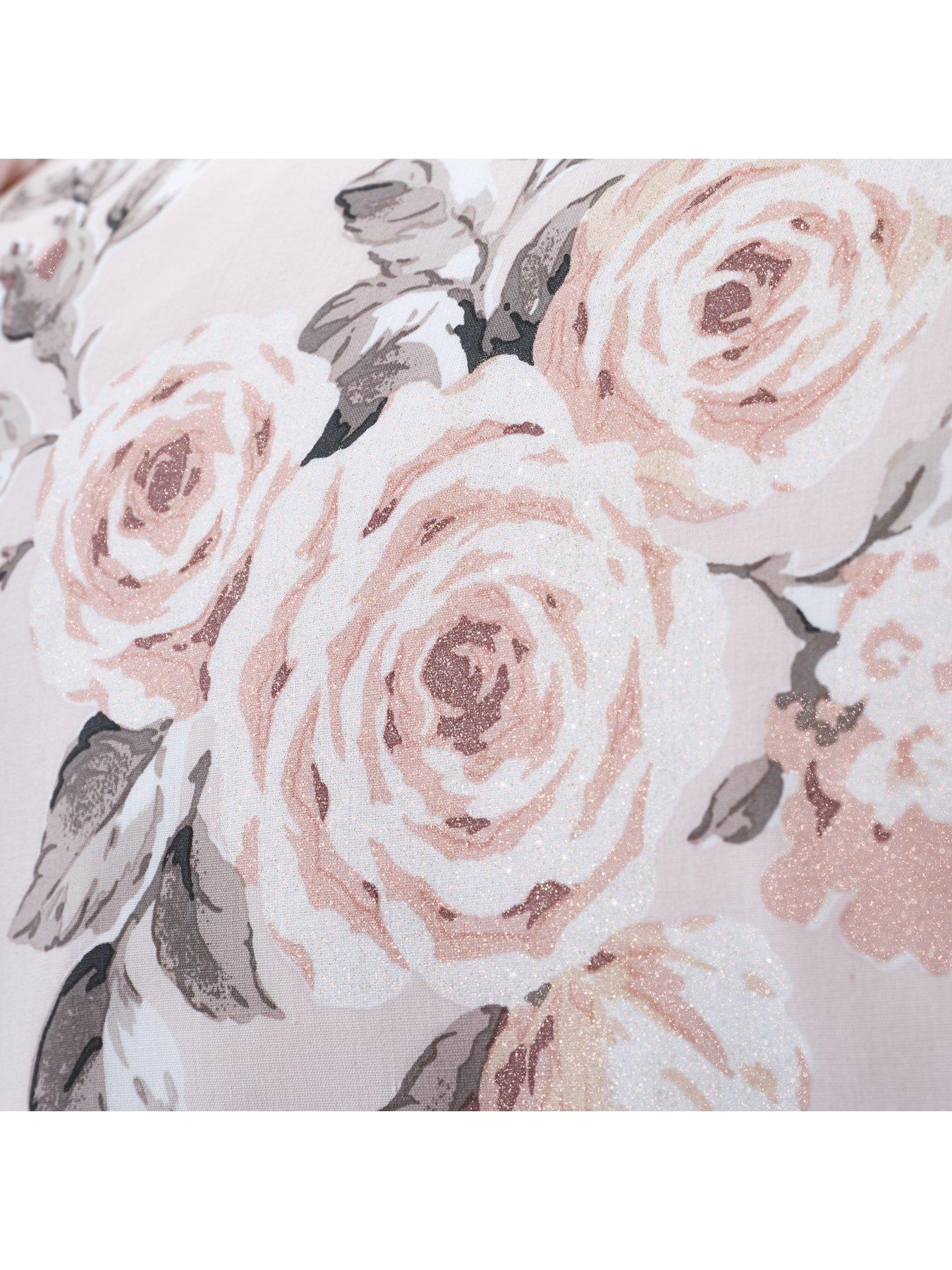 Image 5 of 6 of Catherine Lansfield Canterbury Floral&nbsp;Glitter Duvet Cover Set - Blush Pink