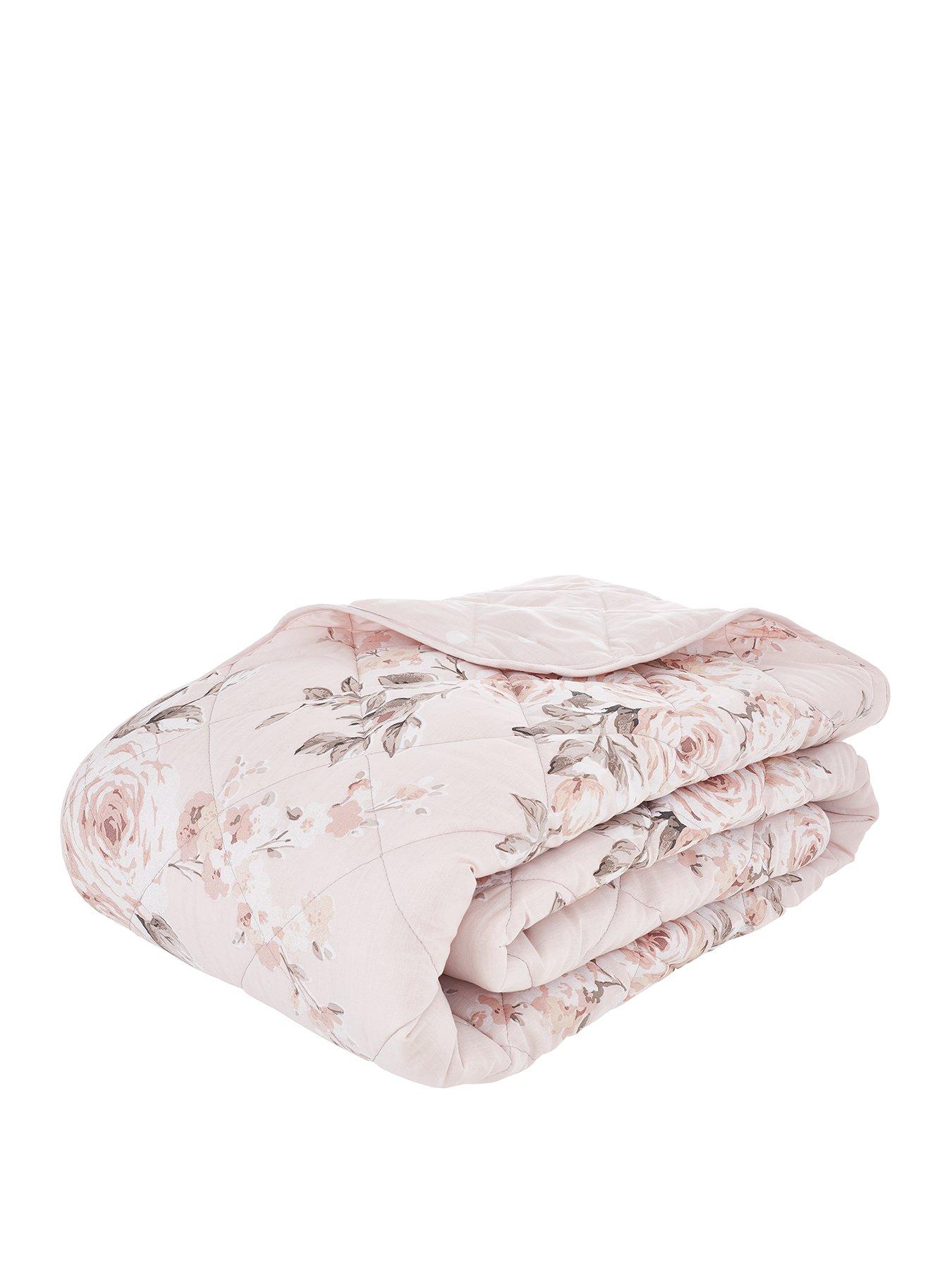 Image 2 of 3 of Catherine Lansfield Canterbury Glitter Bedspread Throw - Blush Pink
