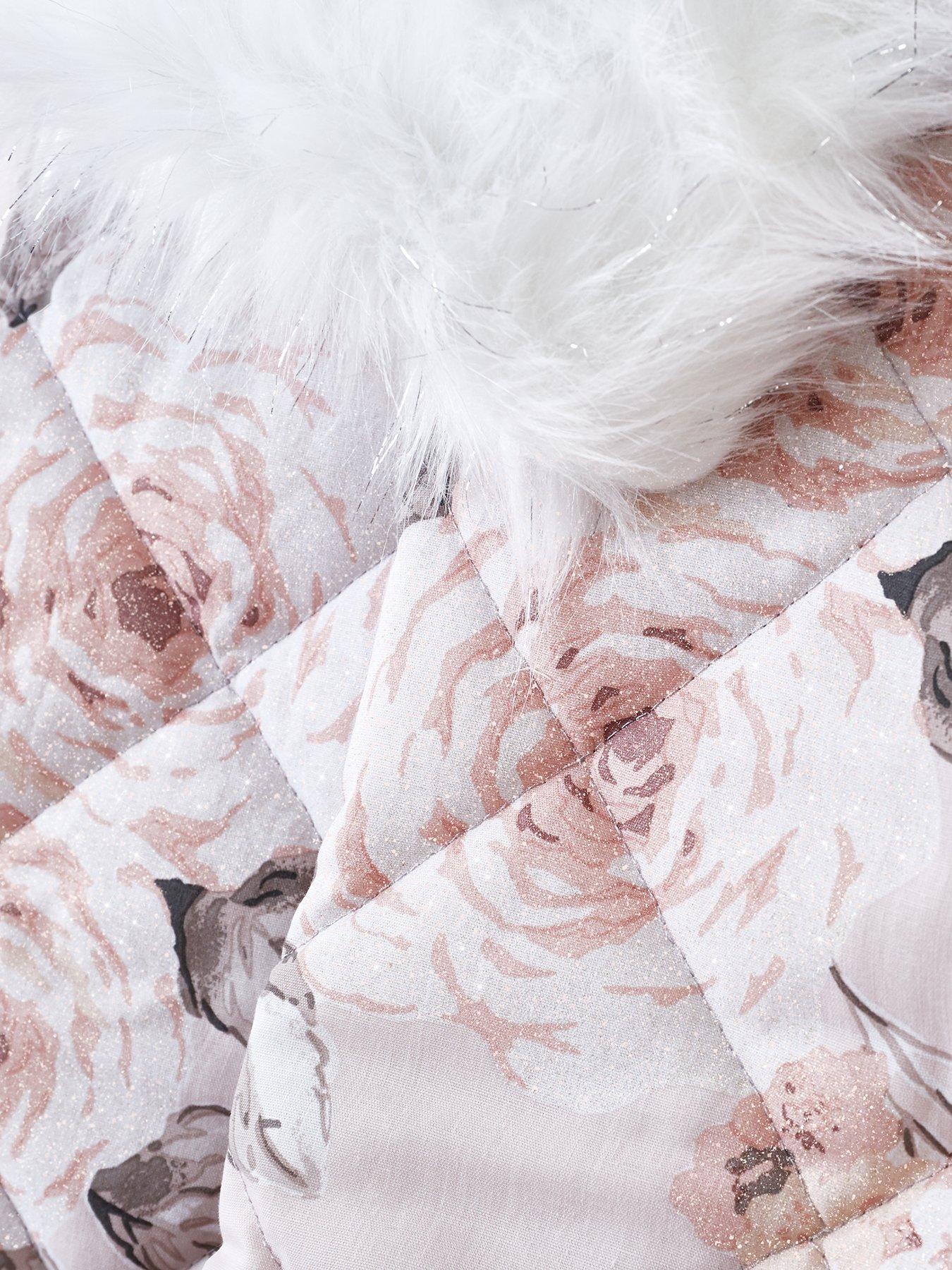 Image 3 of 3 of Catherine Lansfield Canterbury Glitter Bedspread Throw - Blush Pink