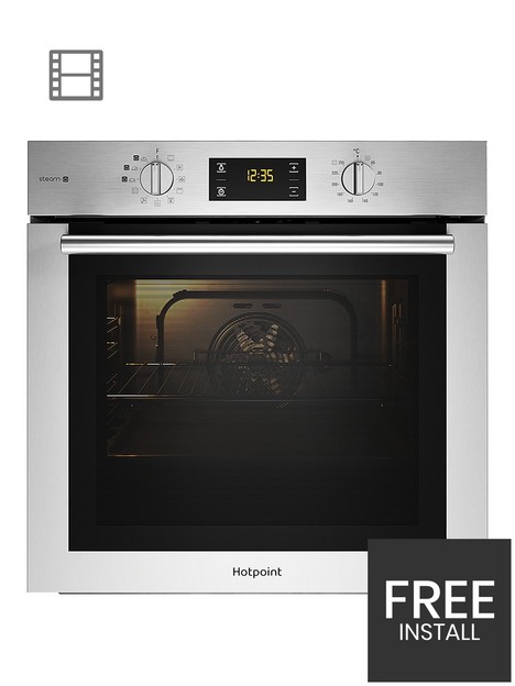 hotpoint-fa4s544ixh-60cmnbspwide-single-electric-oven-with-added-steamnbsp--blackstainless