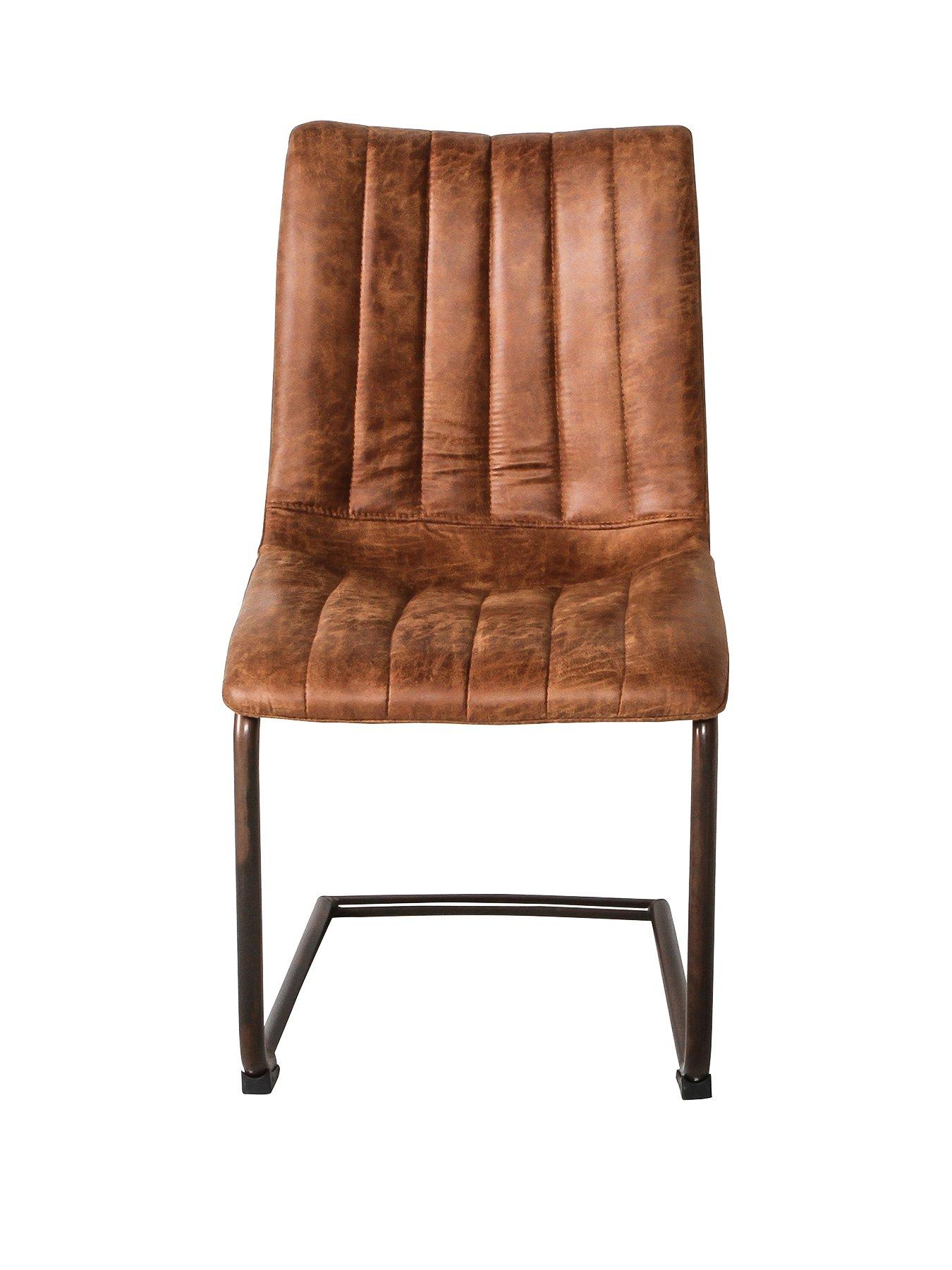 Product photograph of Gallery Pair Of Ararat Faux Leather Dining Chairs - Brown from very.co.uk