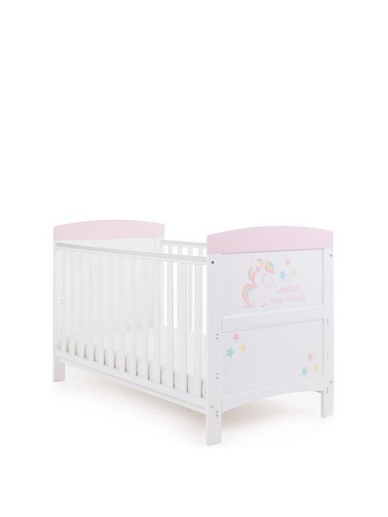 front image of obaby-grace-inspire-cot-bed-unicorn