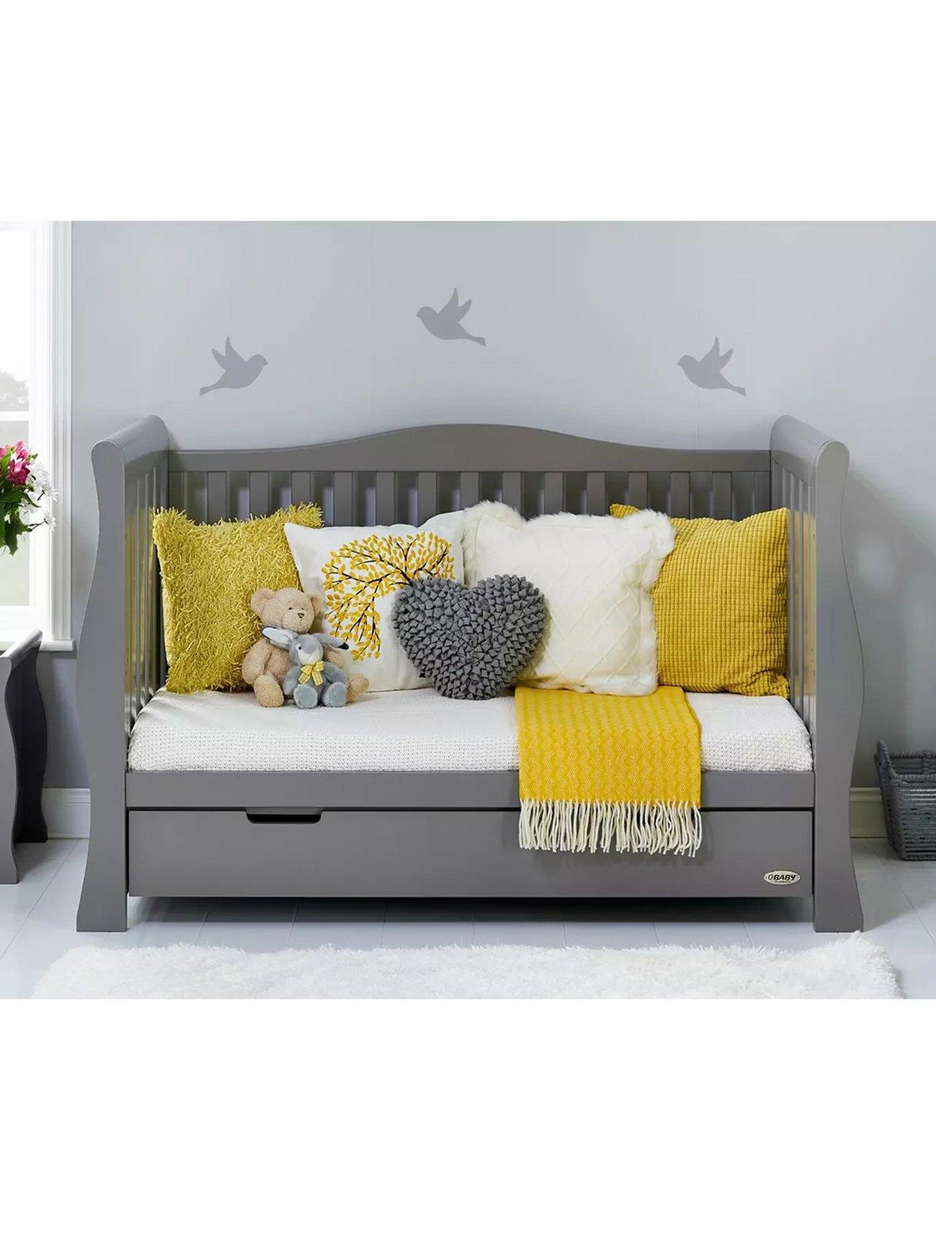 Product photograph of Obaby Stamford Luxe Sleigh Cot Bed from very.co.uk