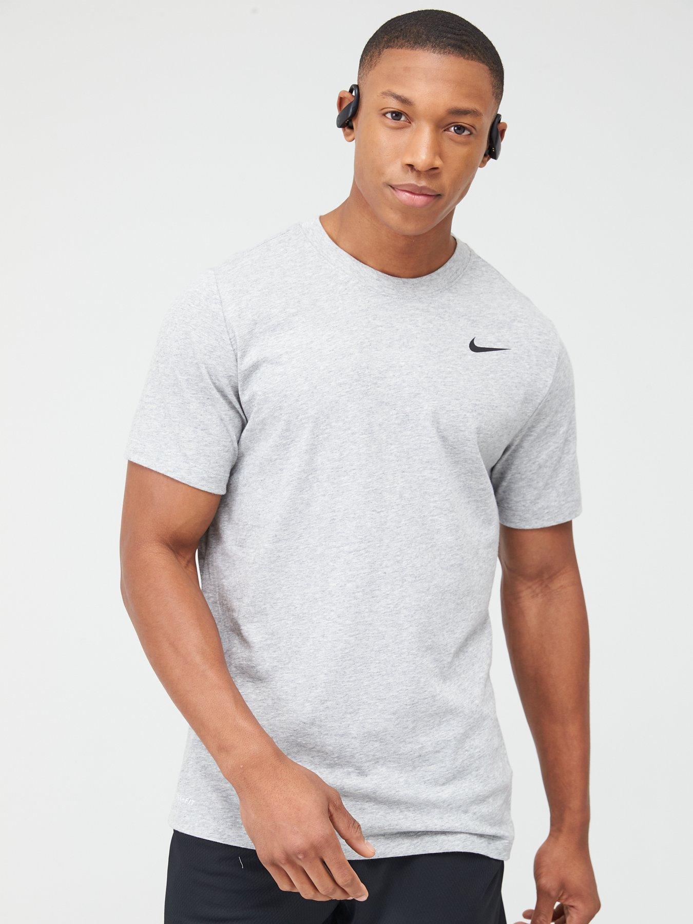 Nike Solid Crew Neck Training T-Shirt - Dark Grey Heather | Very.co.uk