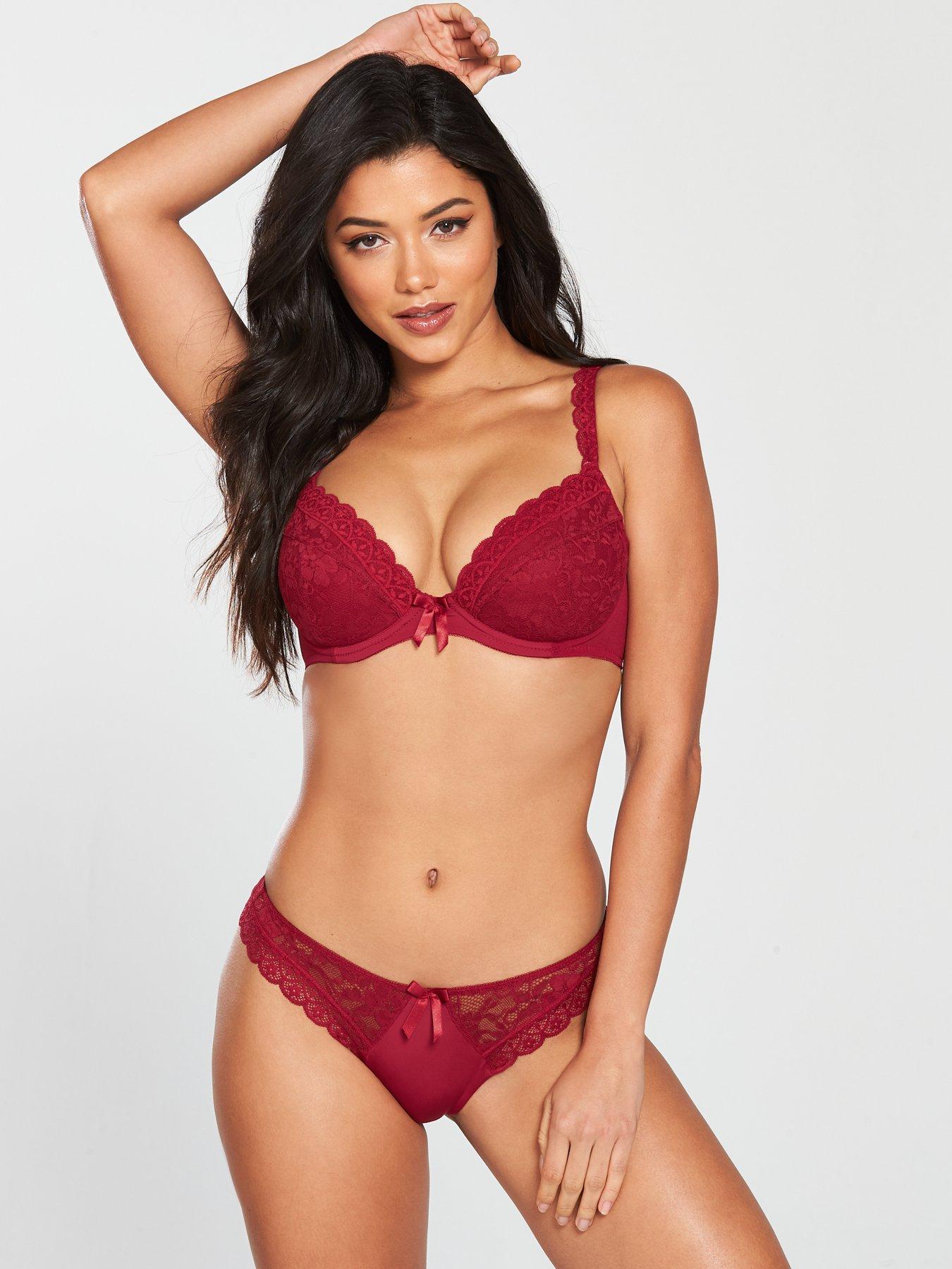  Pour Moi Rebel Padded Plunge Bra - Red