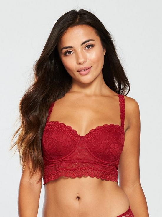 stillFront image of pour-moi-rebel-underwired-strapless-long-bra-red