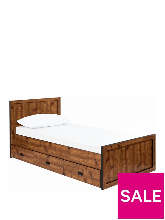 front image of jackson-kids-single-storage-bed-three-drawers-withnbsprustic-pine-effect