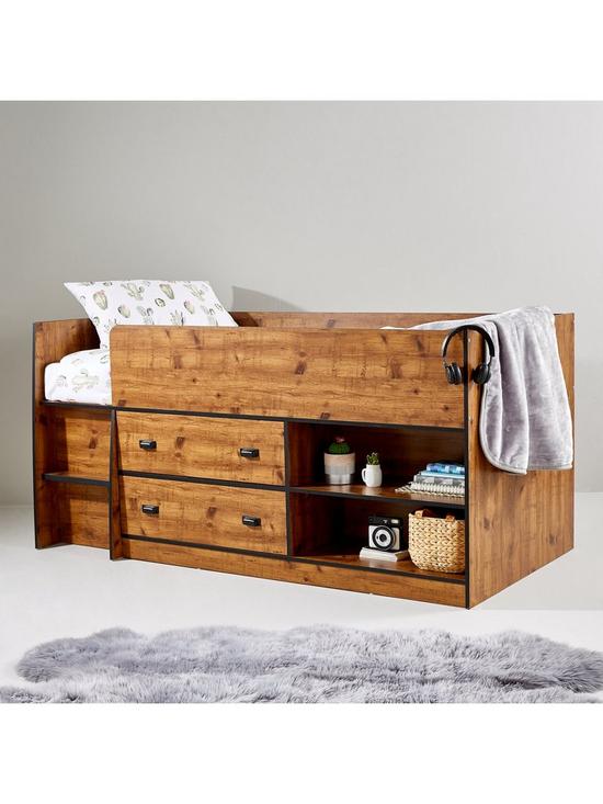 front image of very-home-jackson-mid-sleeper-bed-with-mattress-options-buy-and-save-rustic-pine