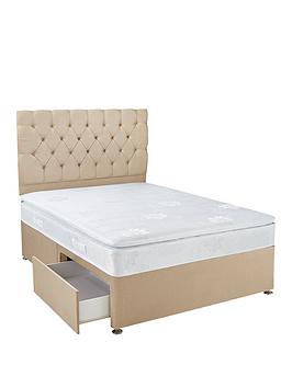 Product photograph of Airsprung New Astbury Pillow Top Upholstered Divan With Storage Options Headboard Not Included from very.co.uk