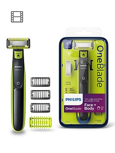 Philips Philips OneBlade Face + Body Hybrid Trimmer and Shaver (1 blade for face, 1 for body, 3 combs, 1 skin guard) - QP2620/25
