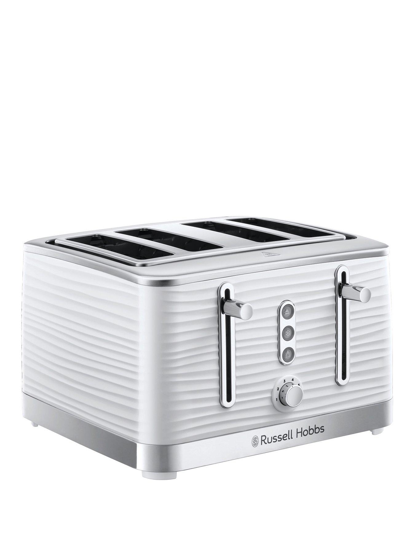 Product photograph of Russell Hobbs Inspire 4 Slice White Textured Plastic Toaster - 24380 from very.co.uk