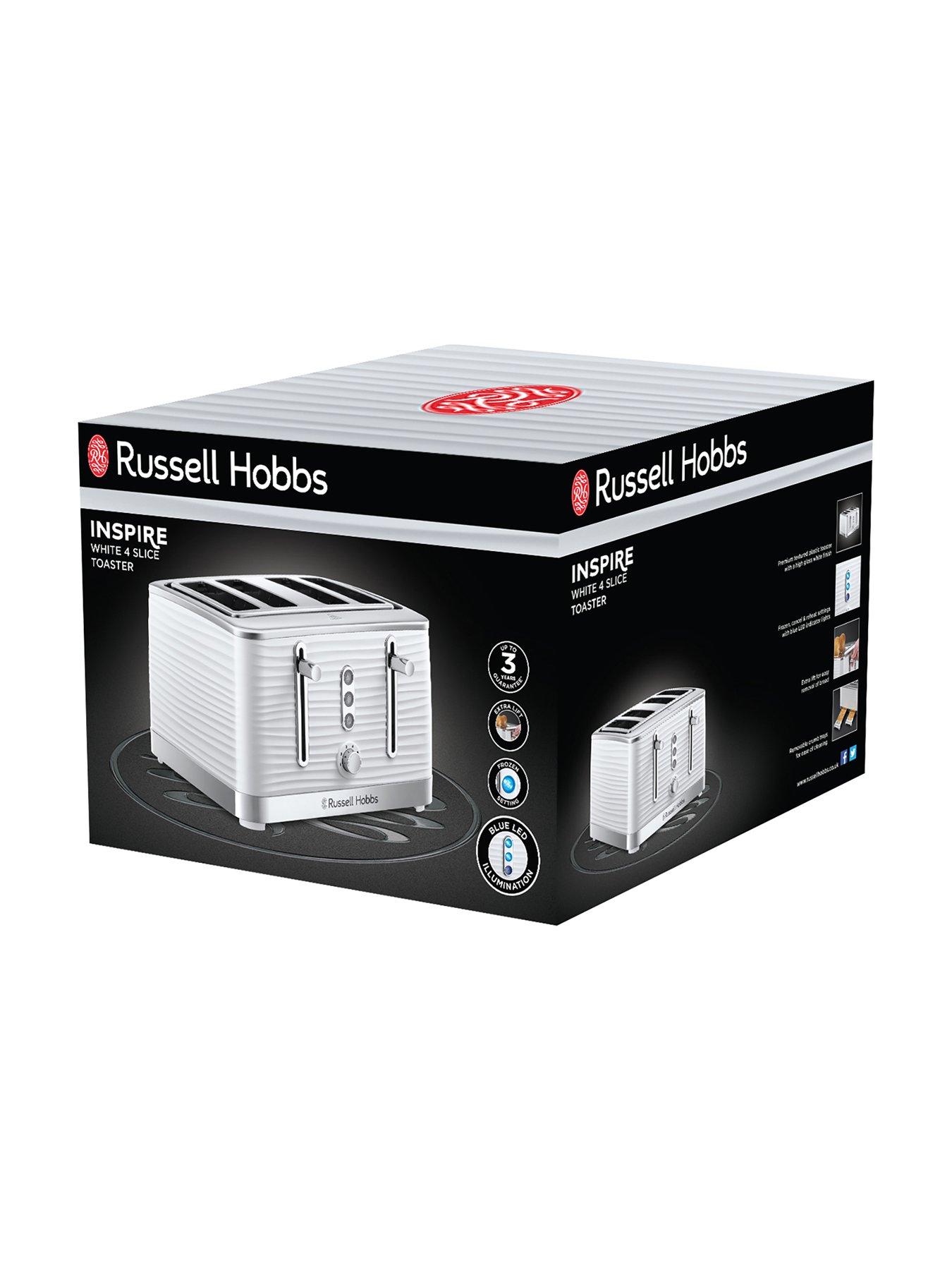Image 2 of 8 of Russell Hobbs Inspire 4 Slice White Textured Plastic Toaster - 24380