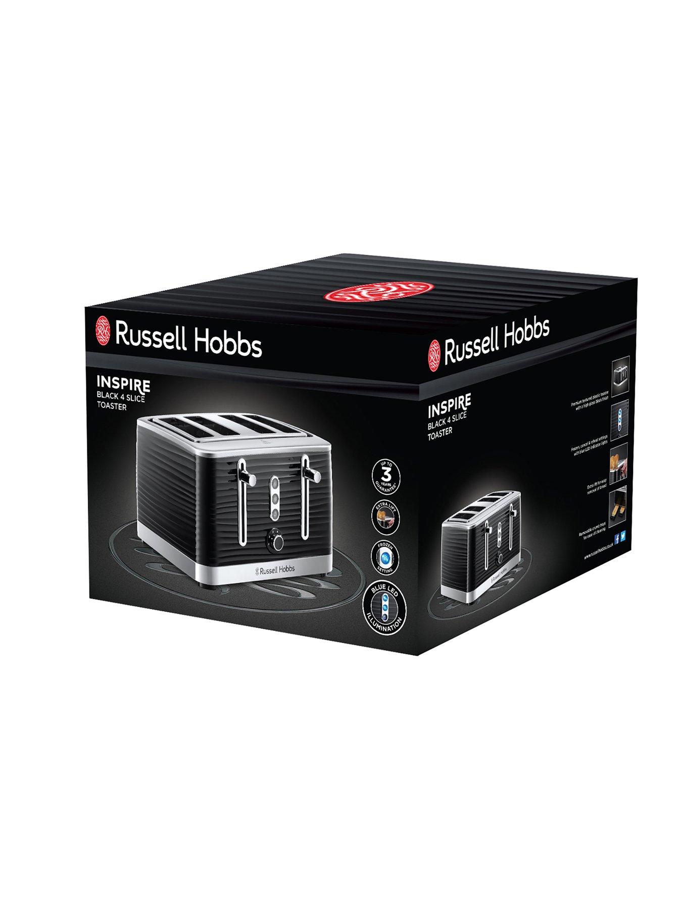 Russell Hobbs Inspire 4 Slice Black Textured Plastic Toaster 24381 Very.co.uk