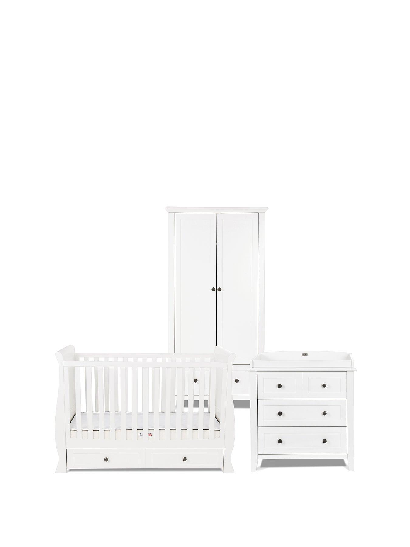 white nursery wardrobe and drawers