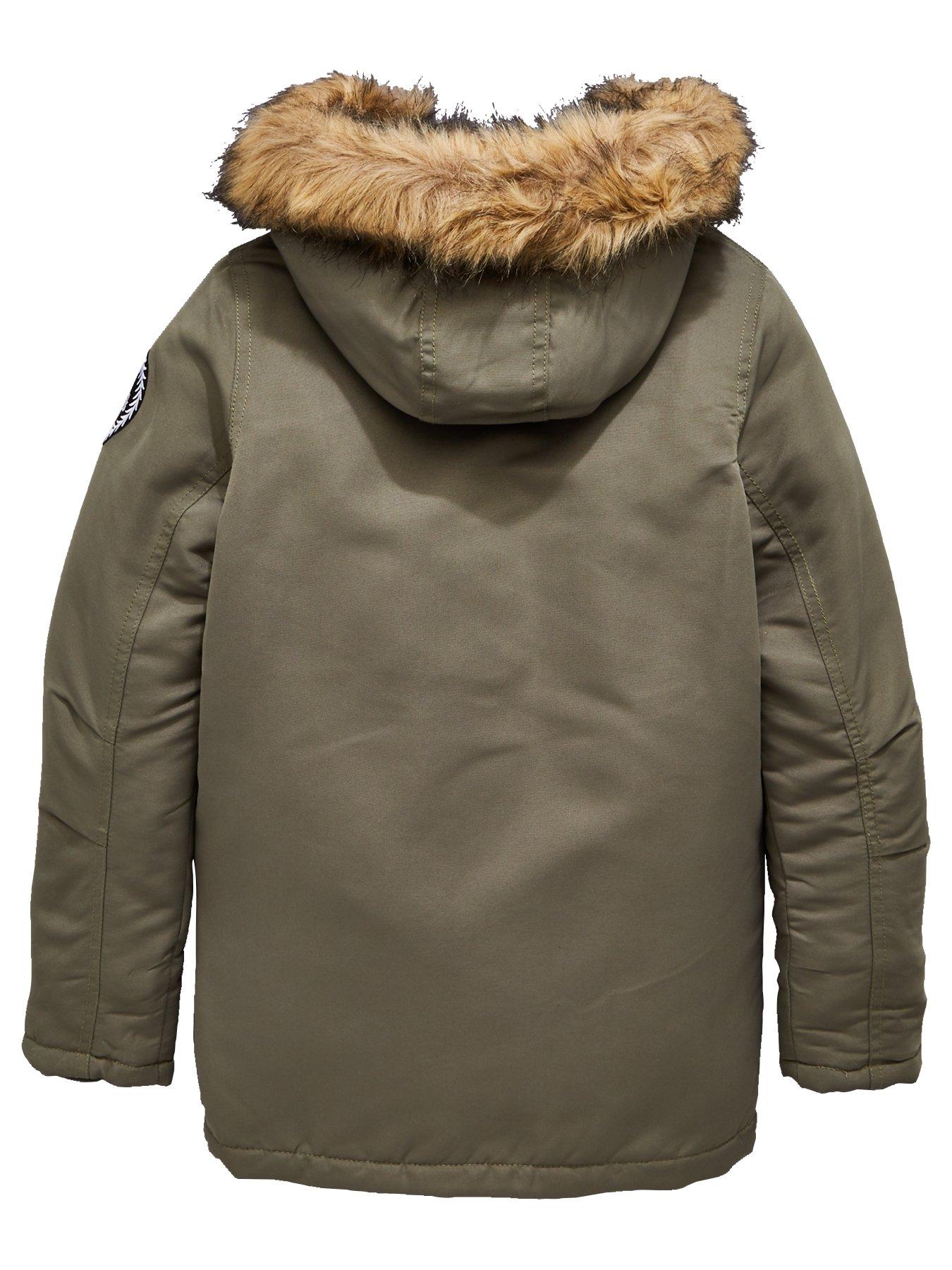 khaki fur hooded coat