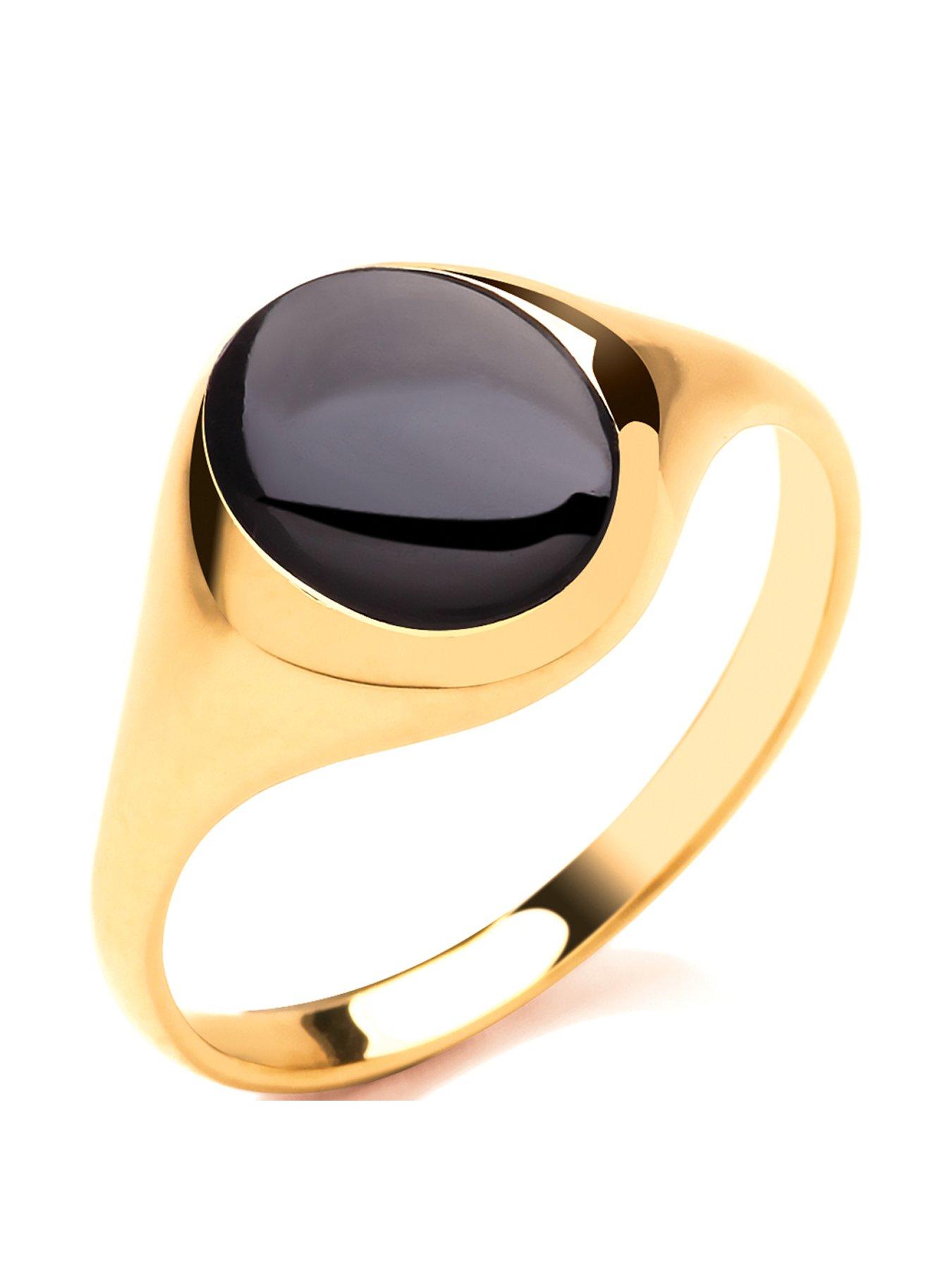 Product photograph of Love Gold 9ct Gold Round Onyx Signet Ring from very.co.uk