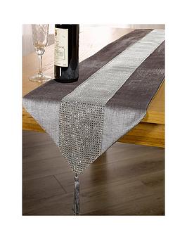 Product photograph of Waterside 7-piece Velvet Diamante Christmas Runner Set In Silver from very.co.uk