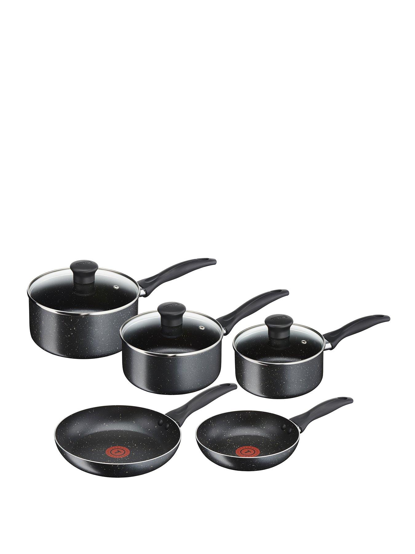 Product photograph of Tefal Origins Ultra Resistant Stone Effect 5 Piece Pan Set from very.co.uk