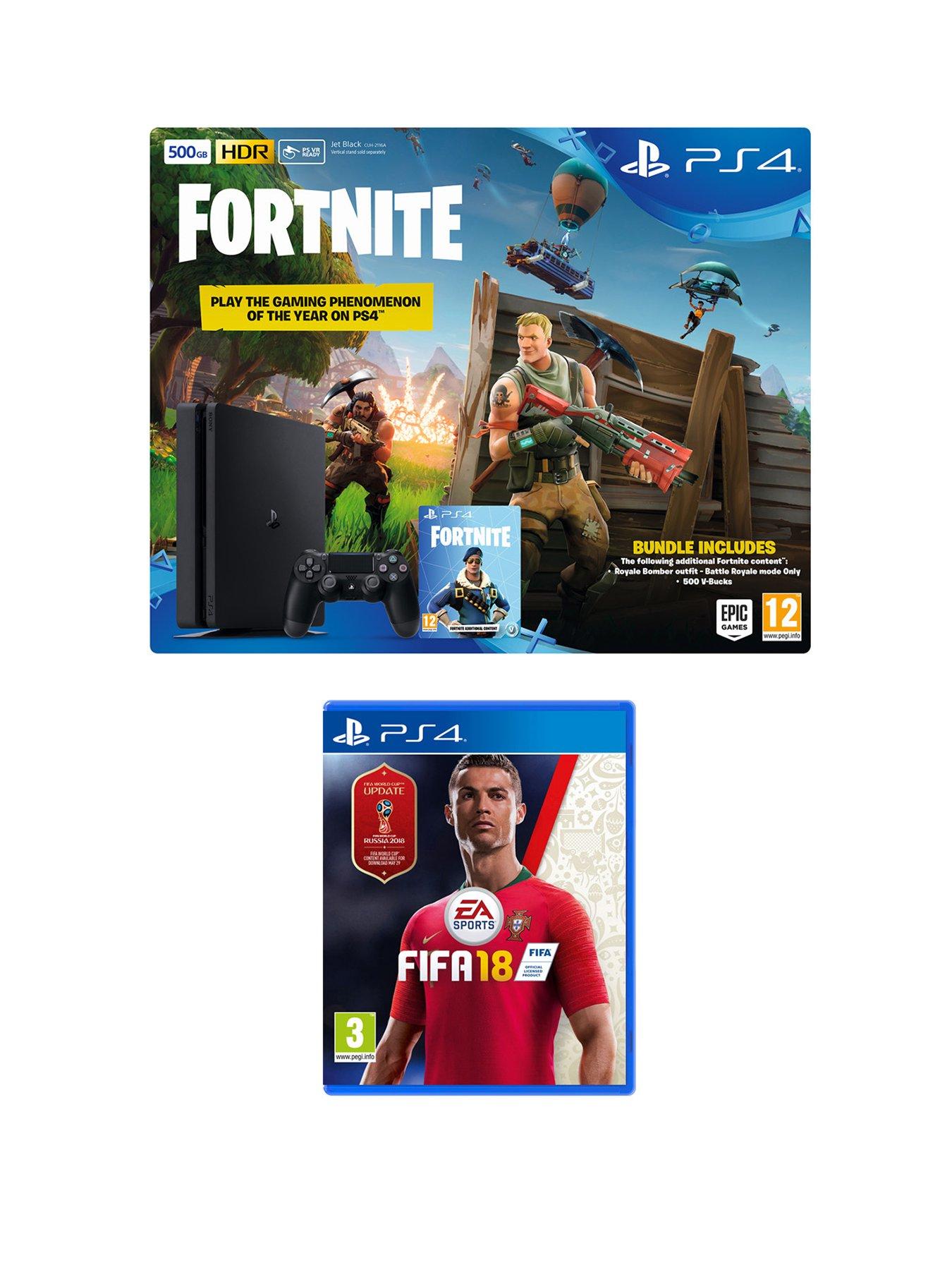 playstation 4 fortnite royal bomber skin 500gb console bundle with fifa 18 500 v bucks plus optional extras - fortnite fifa 18