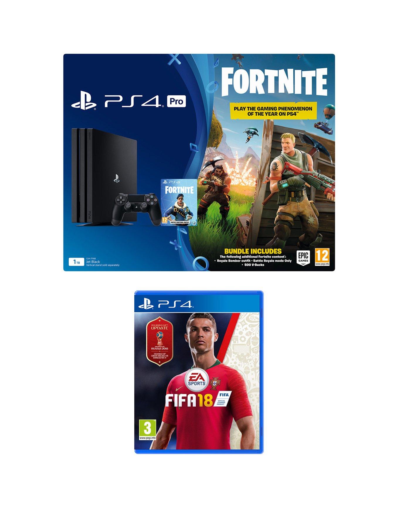 Playstation 4 Pro Ps4 Pro Black Console With Fortnite Royal Bomber - playstation 4 pro ps4 pro black console with fortnite royal bomber skin and 500 v bucks with fifa 18 plus optional extra controller and or!    365 day psn