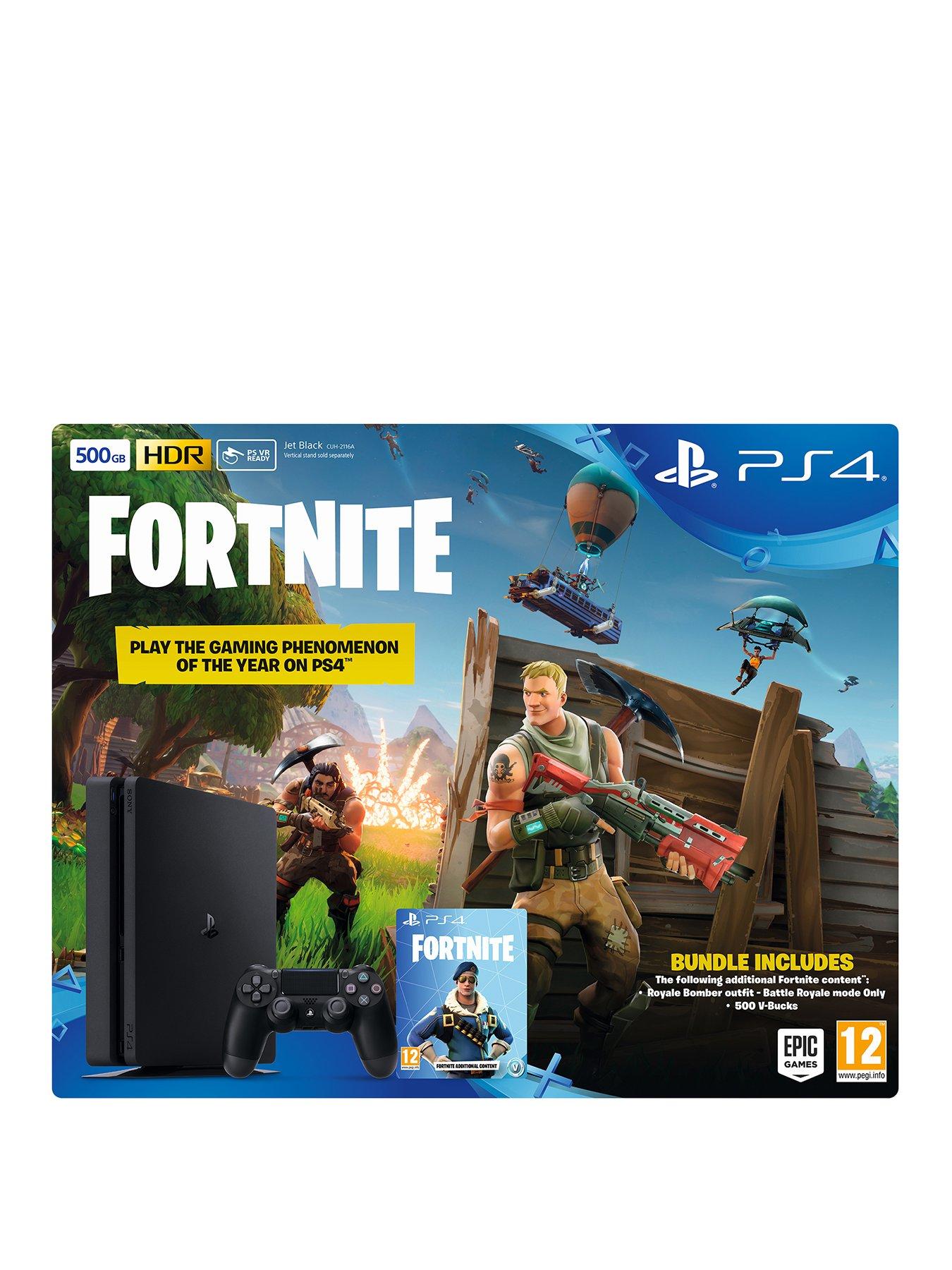 Playstation 4 500gb Black C!   onsole With Fortnite Royal Bomber Skin - playstation 4 500gb black cons!   ole with fortnite royal bomber skin and 500 v bucks plus optional extras