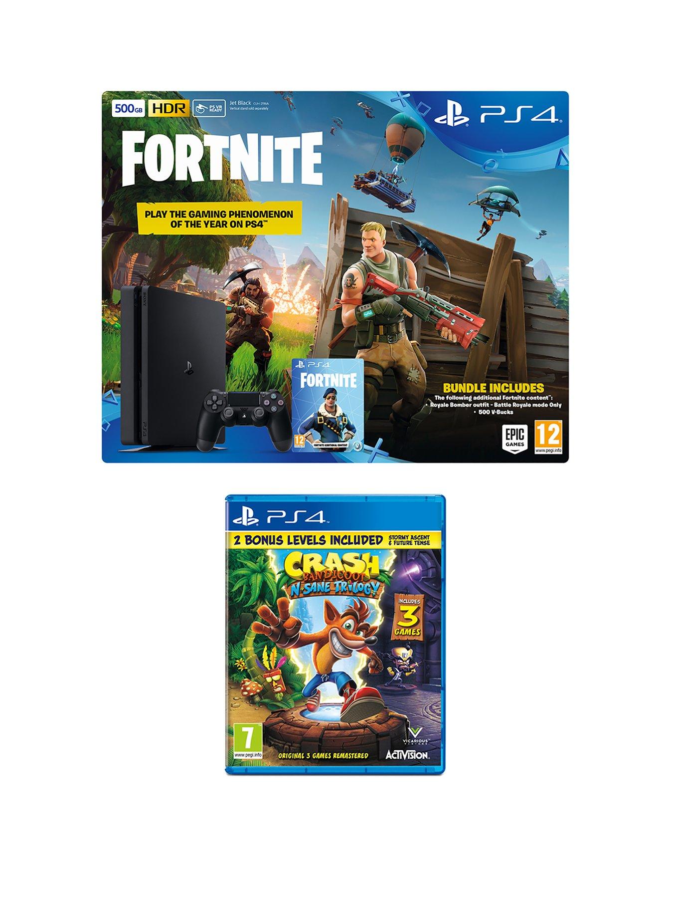 Playstation 4 Fortnite 500gb Console Bundle With Crash Bandicoot N - playstation 4 fortnite 500gb console bundle with crash bandicoot n sane trilogy and optional extras