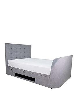 Product photograph of Very Home Windsor Fabric Tv Bed Frame With Side Ottoman Storage And Mattress Options Buy And Save - Bed Frame With Platinum Pocket Mattress from very.co.uk