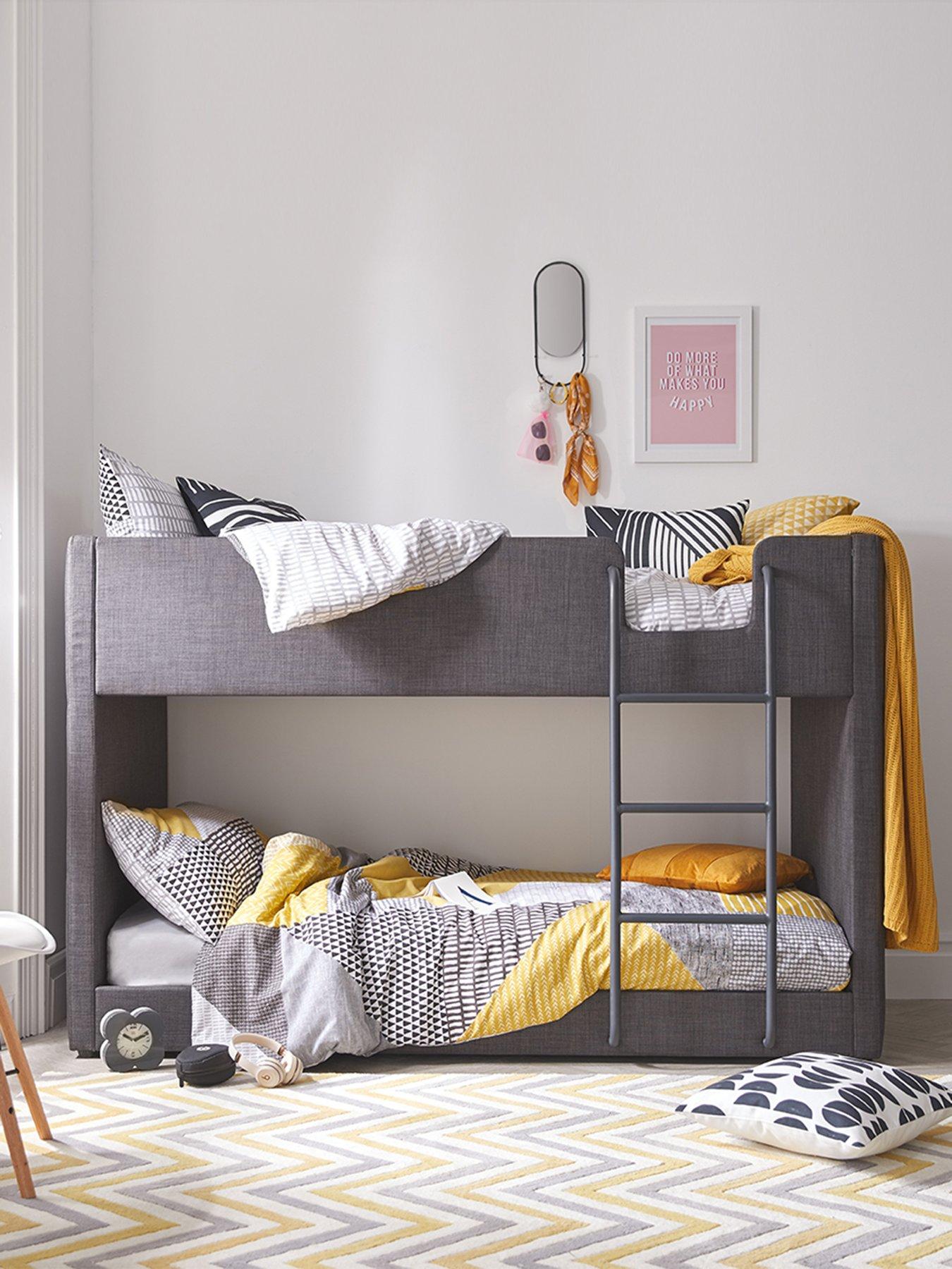 Grey bunk deals beds with mattresses