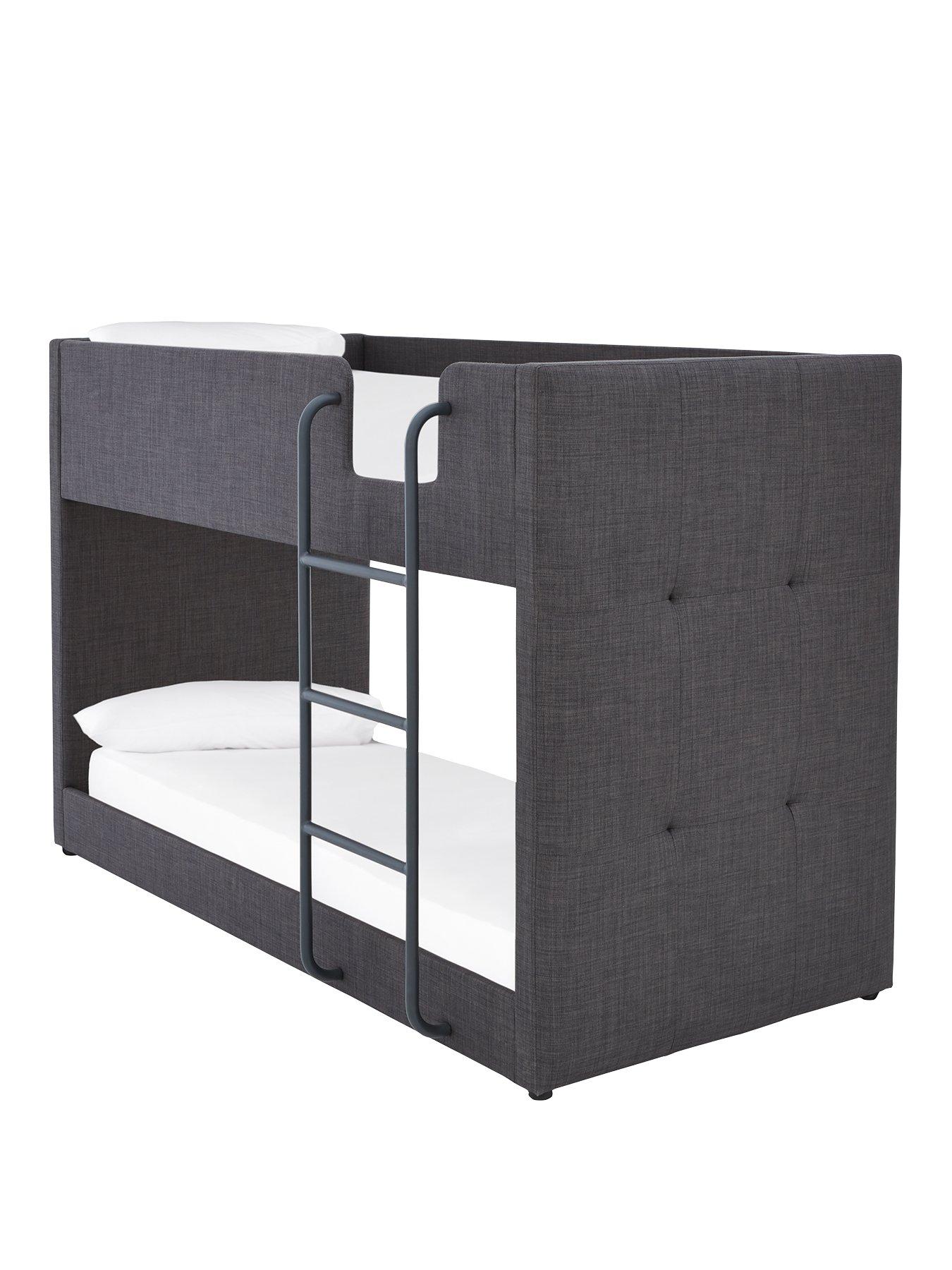Product photograph of Very Home Lubana Fabric Bunk Bed Frame With Mattress Options Buy And Save - Grey - Bunk Bed Frame With 2 Premium Mattresses from very.co.uk