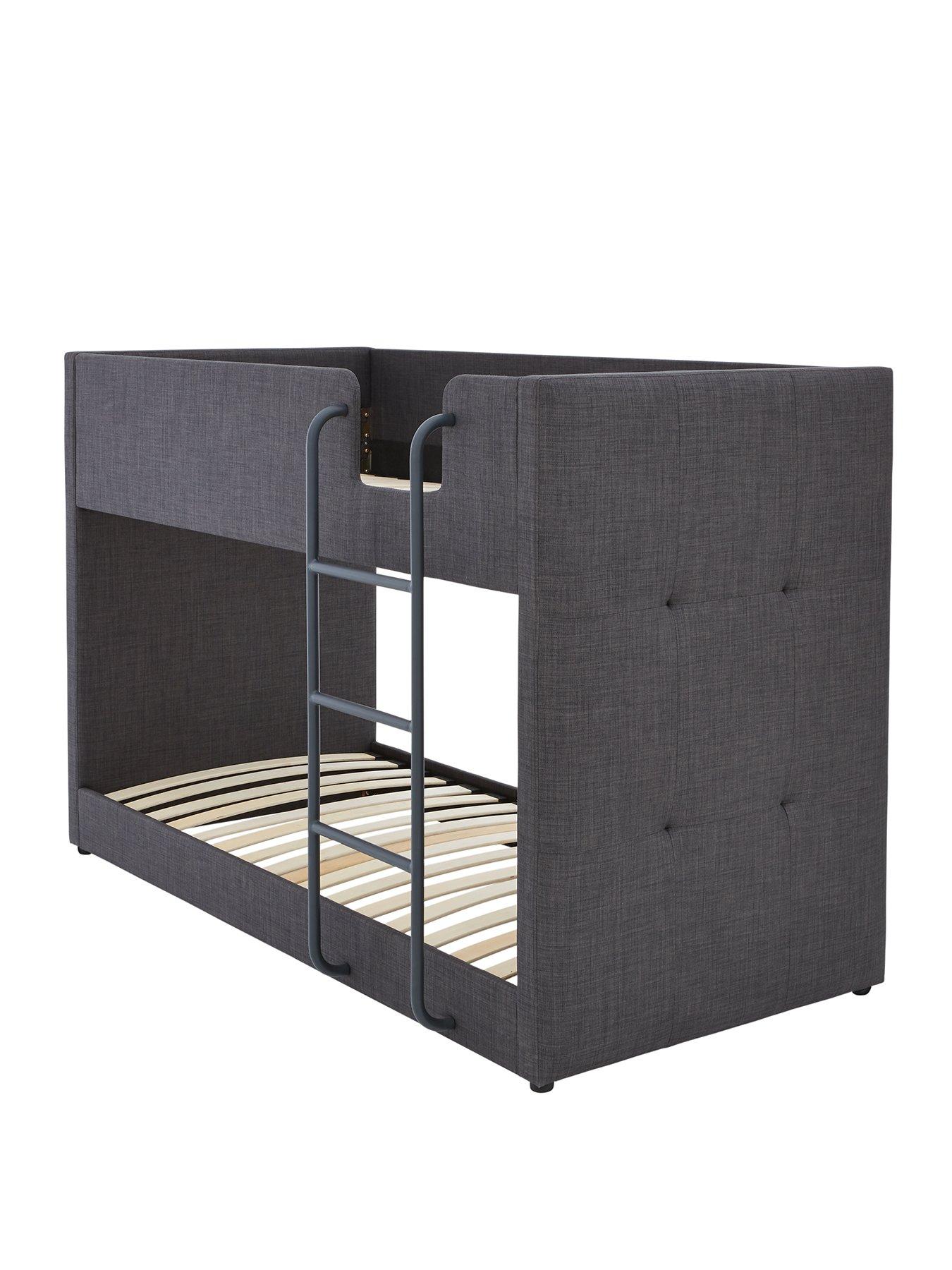 Lubana Fabric Bunk Bed Frame with Mattress Options Buy and SAVE Grey