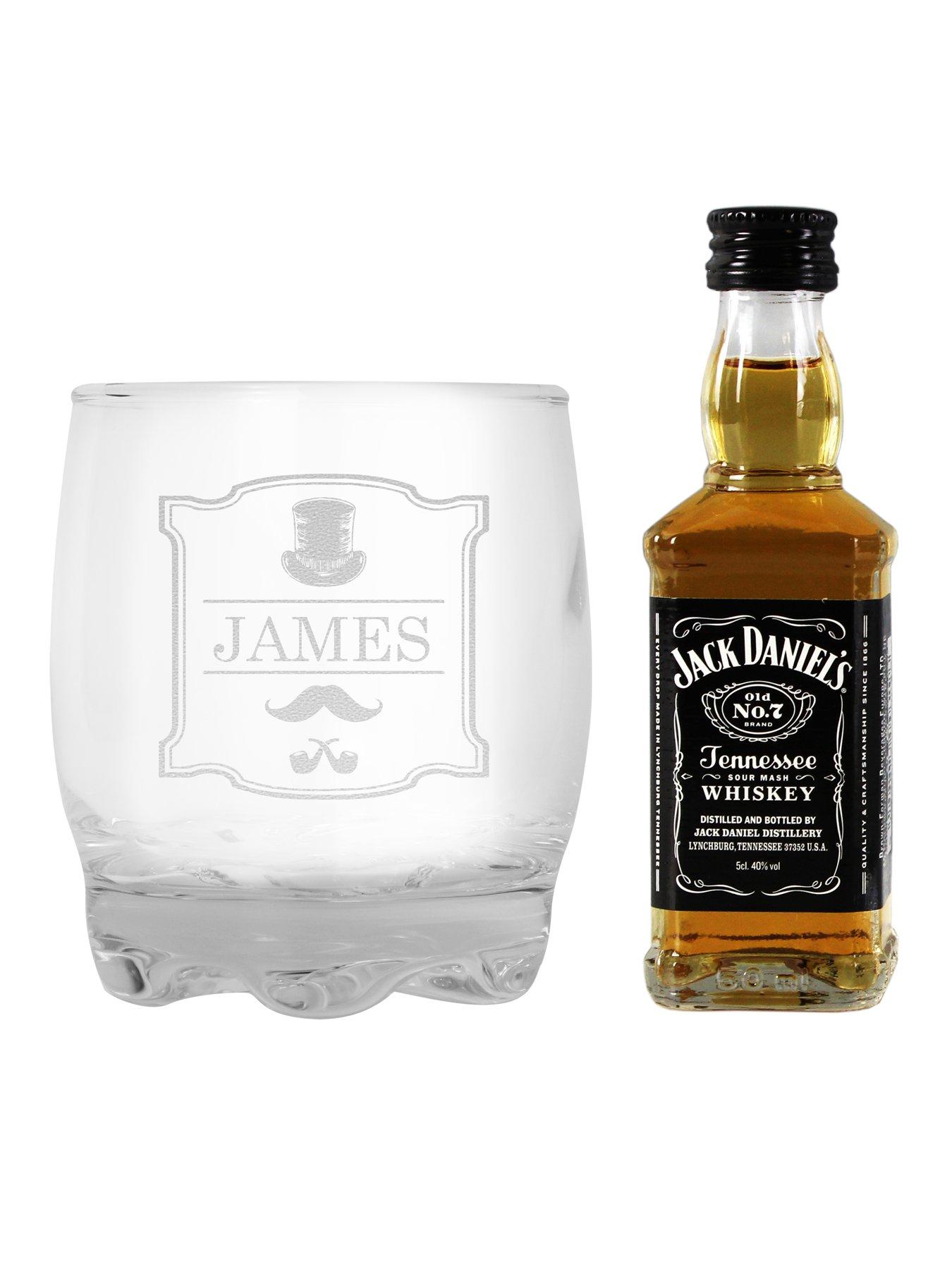 Image 5 of 5 of The Personalised Memento Company Personalised Gentleman's Glass With A Miniature Jack Daniel's