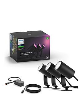 Product photograph of Philips Hue Hue Outdoor Lily Garden Spotlight Set 3x 8w Base Unit from very.co.uk