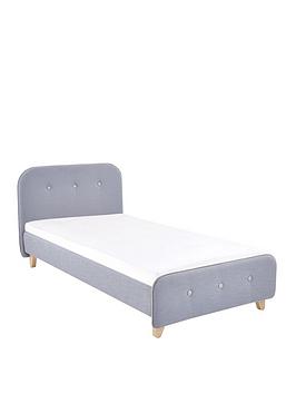 Charlie Piped Fabric Kids Single Bed With Mattress Options (Buy And Save!) - Bed Frame With Premium Mattress