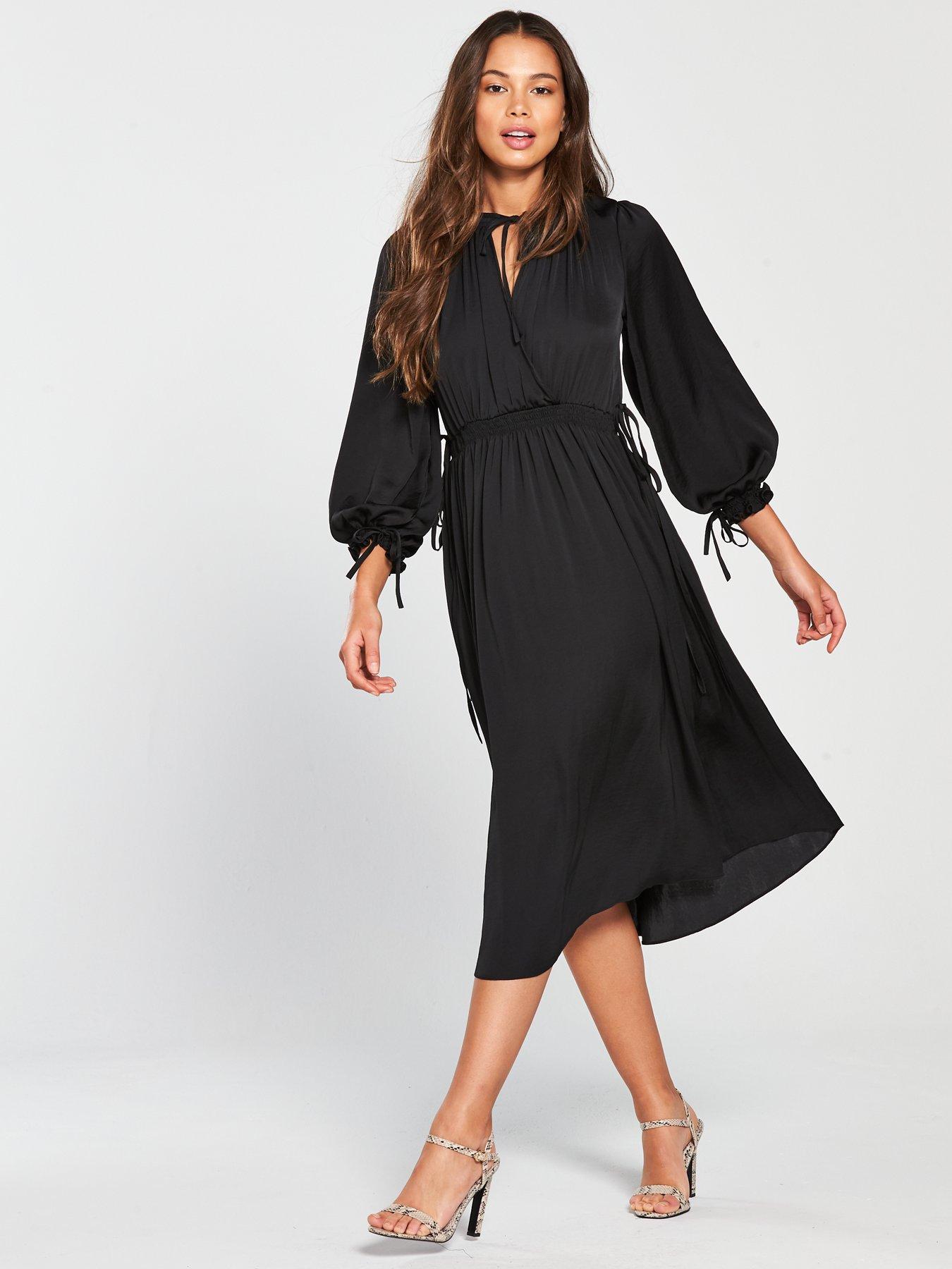 black midi wrap dress uk