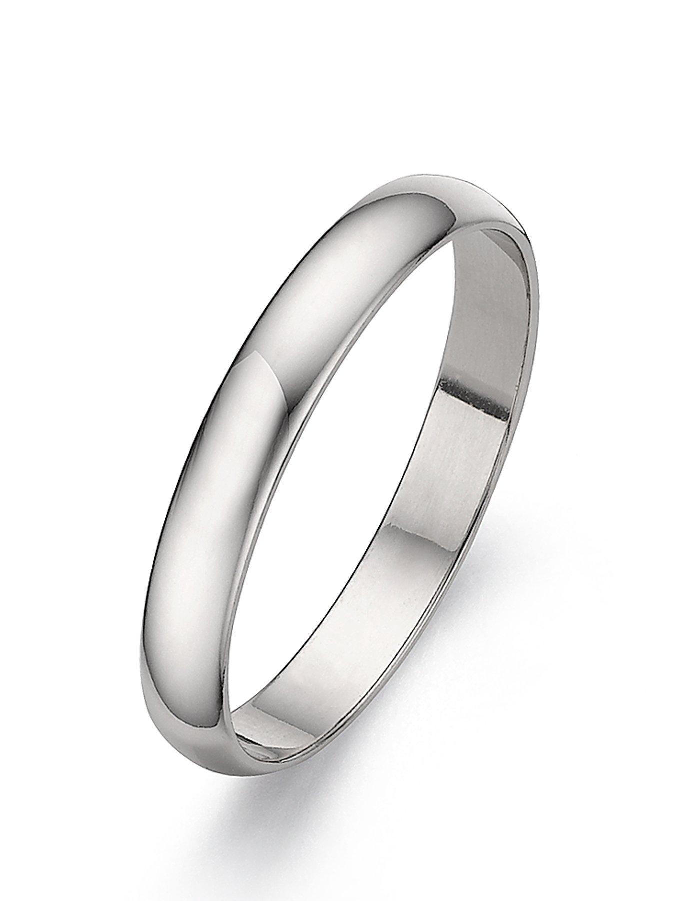 Image 1 of 3 of The Love Collection Platinum D-Shaped Wedding Band - 3 mm