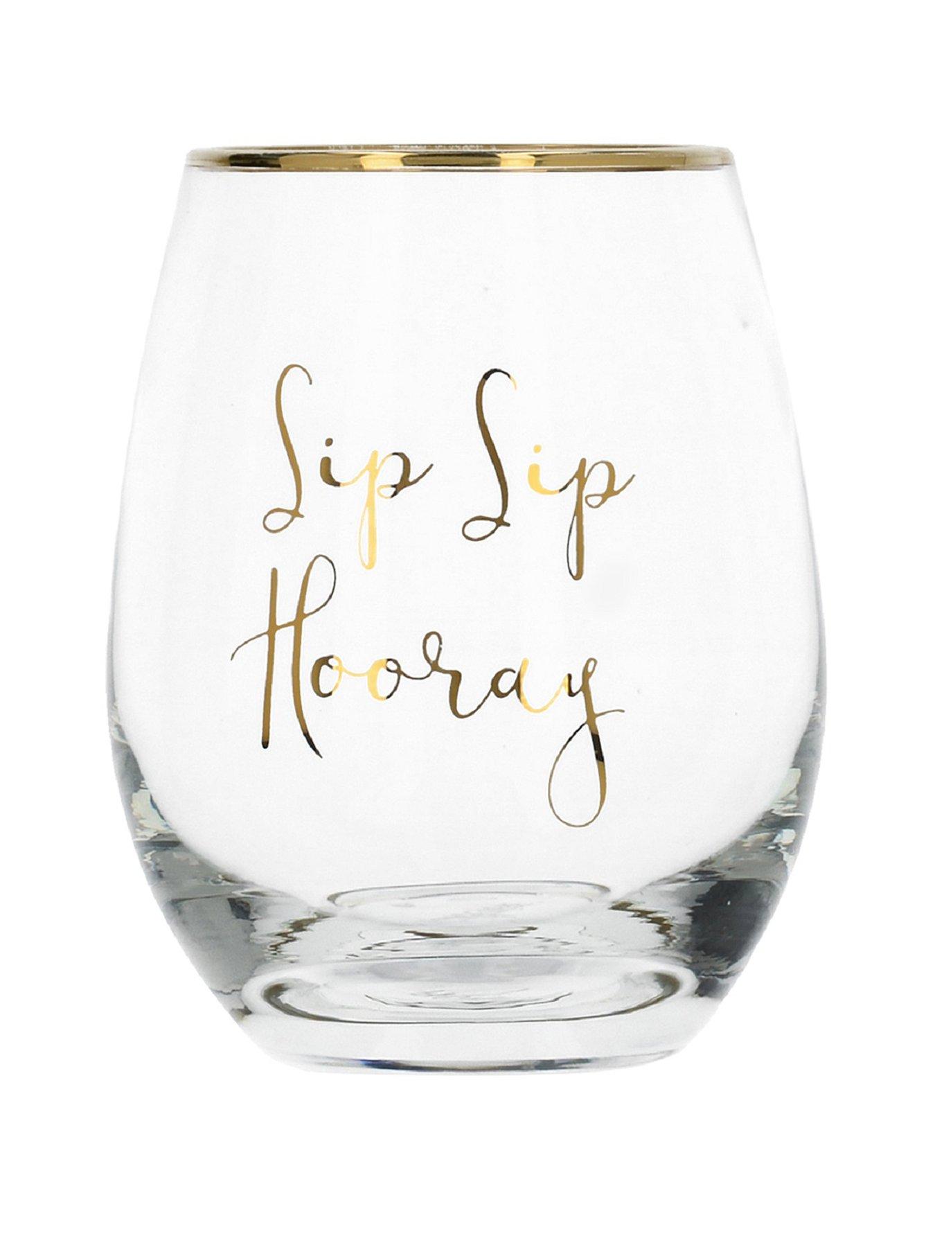 Product photograph of Creative Tops Ava Amp I Sip Sip Hooray Stemless Wine Glass from very.co.uk