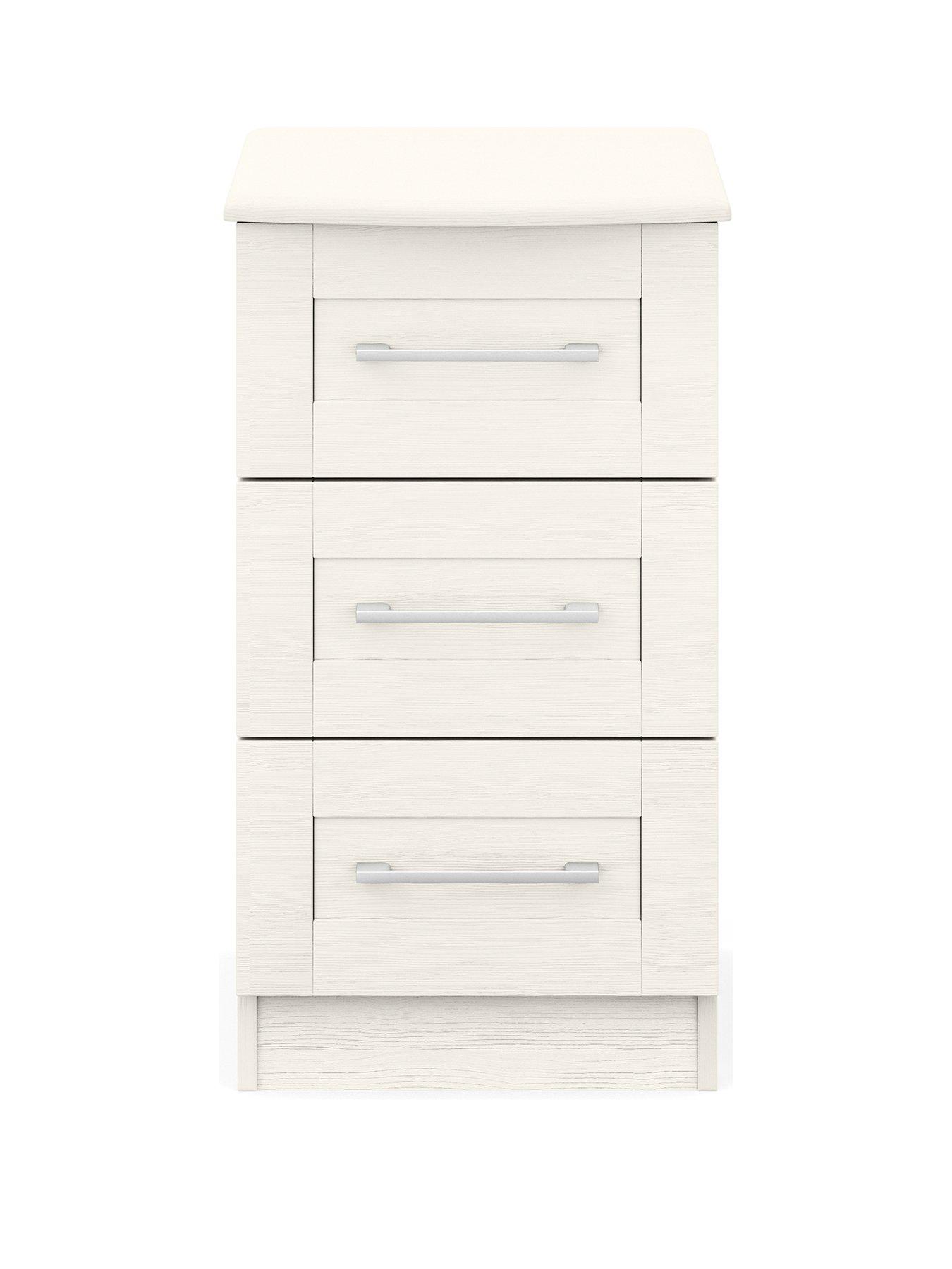 Product photograph of One Call Frodsham Ready Assembled 3 Drawer Bedside Chest from very.co.uk