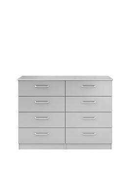 Product photograph of One Call Sanford Ready Assembled High Gloss 4 4 Drawer Chest from very.co.uk