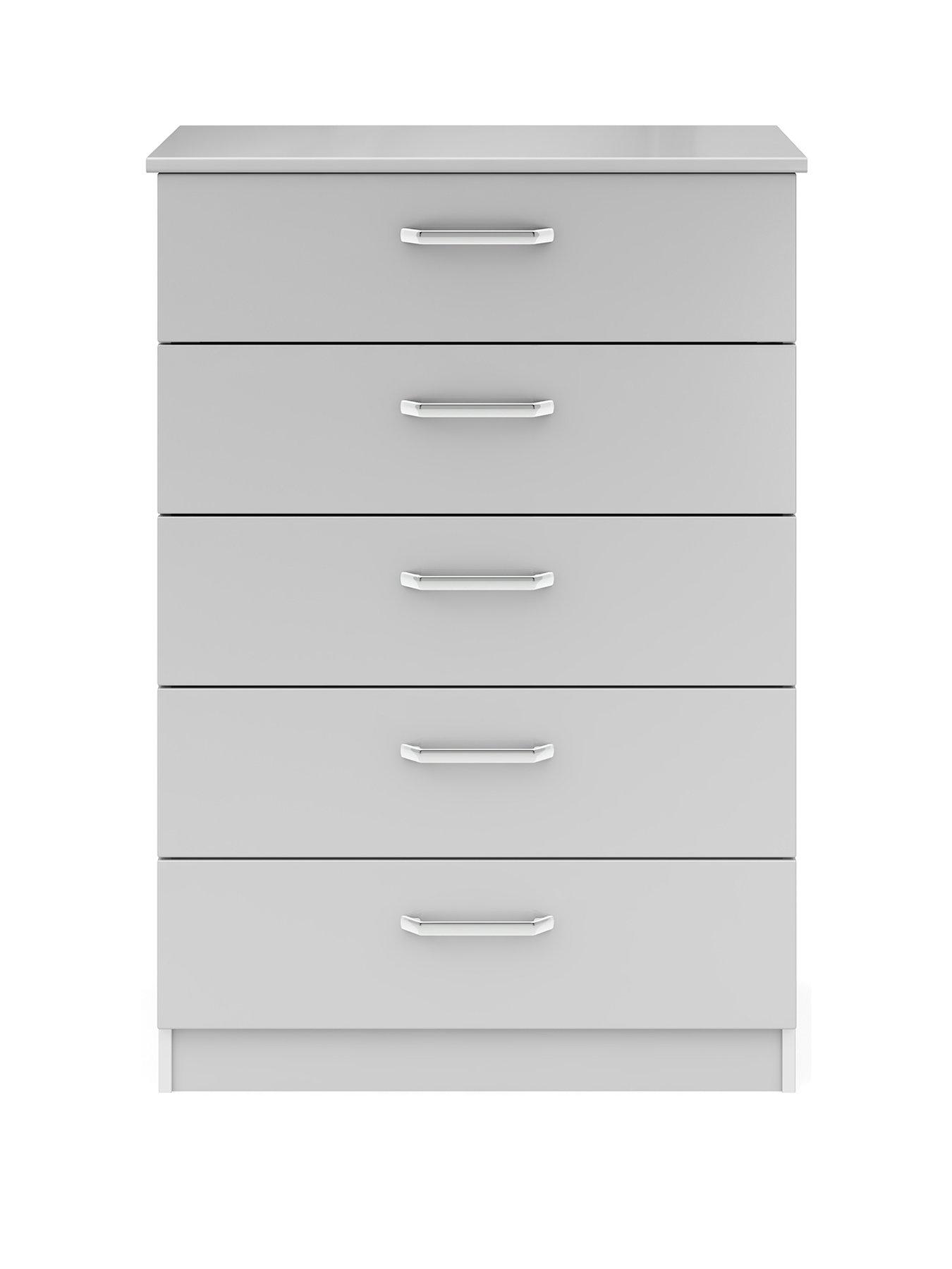 One Call Sanford Ready Assembled High Gloss 5 Drawer Chest