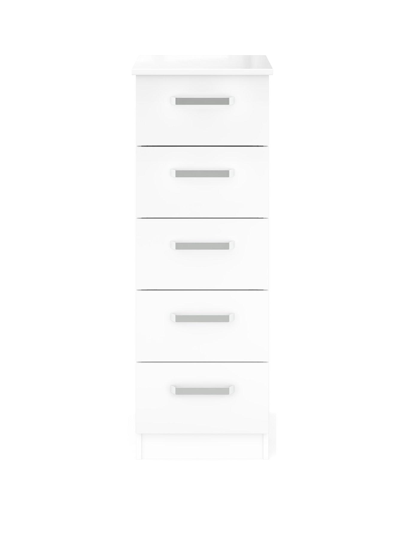 undefined Sanford Ready Assembled High Gloss Narrow 5 Drawer Chest