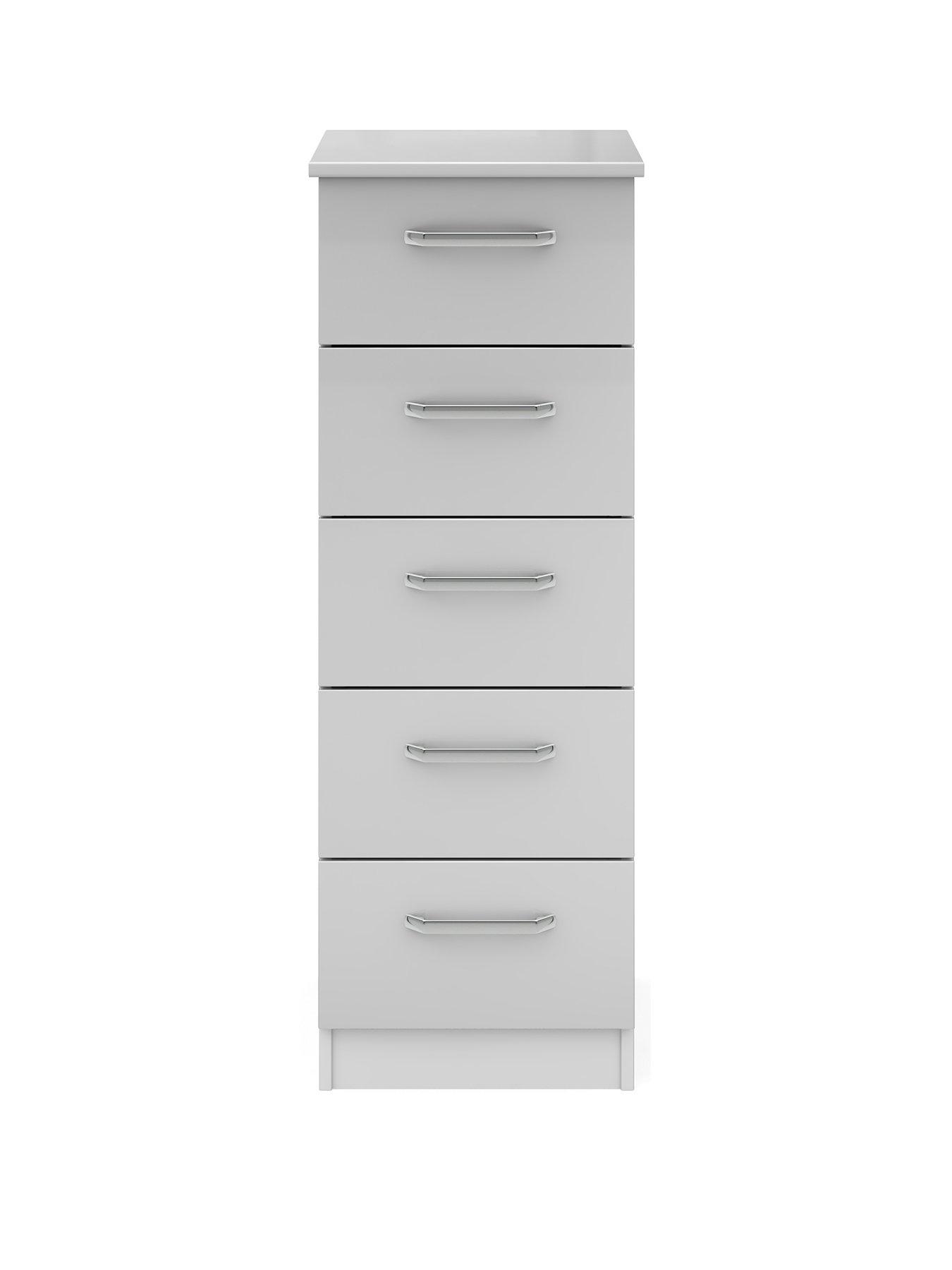 One Call Sanford Ready Assembled High Gloss Narrow 5 Drawer Chest