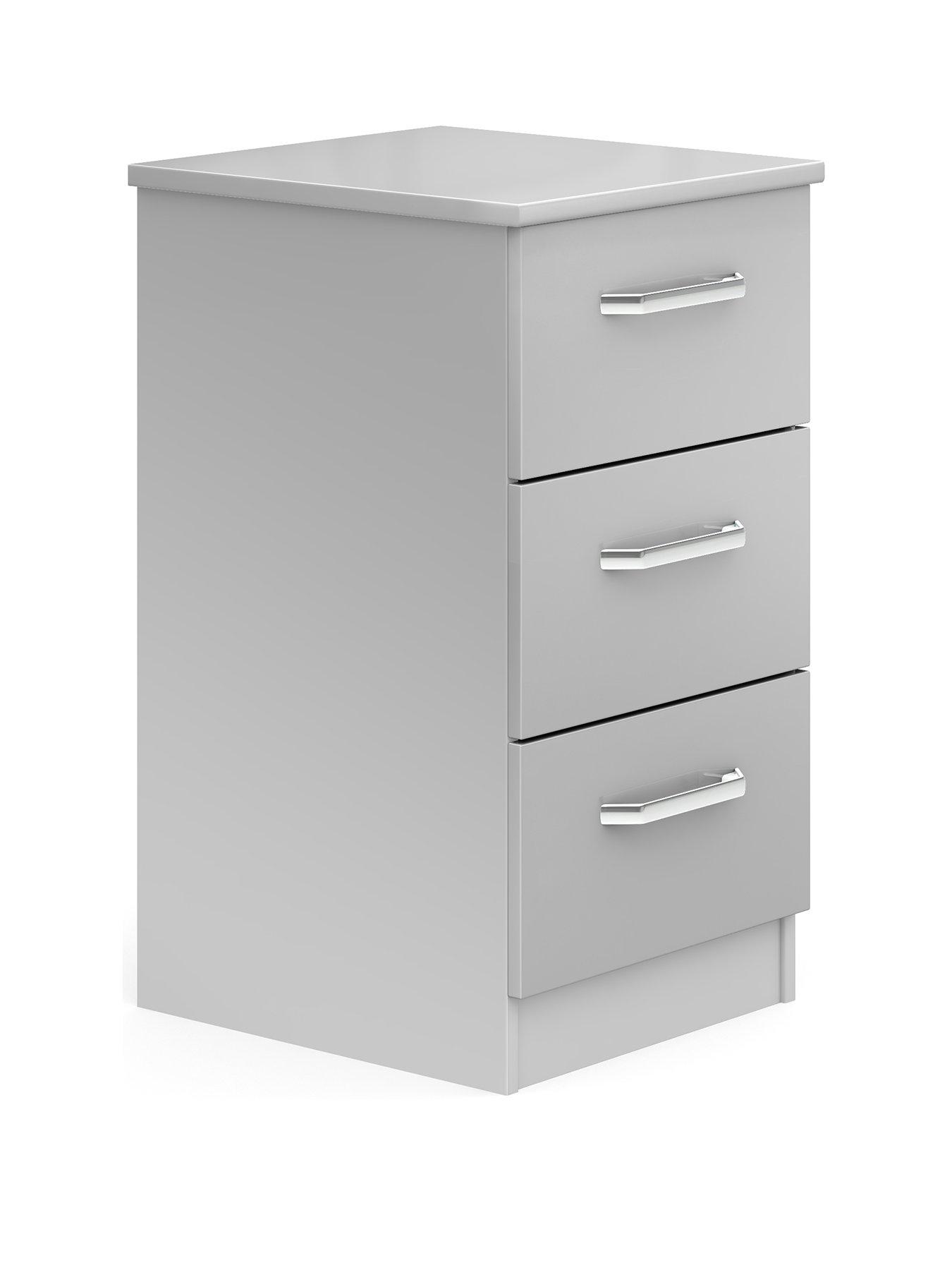 Image 3 of 5 of One Call Sanford&nbsp;Ready Assembled High Gloss 3 Drawer Bedside Chest