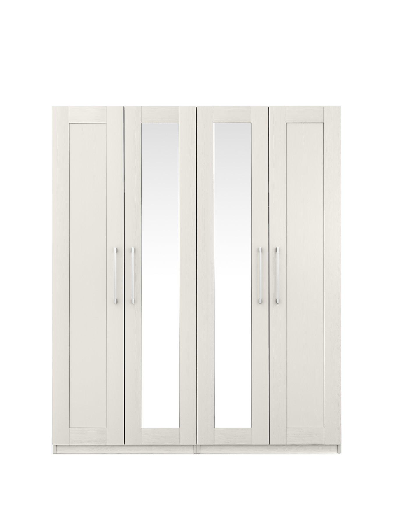undefined Frodsham Part Assembled 4 Door Mirrored Wardrobe