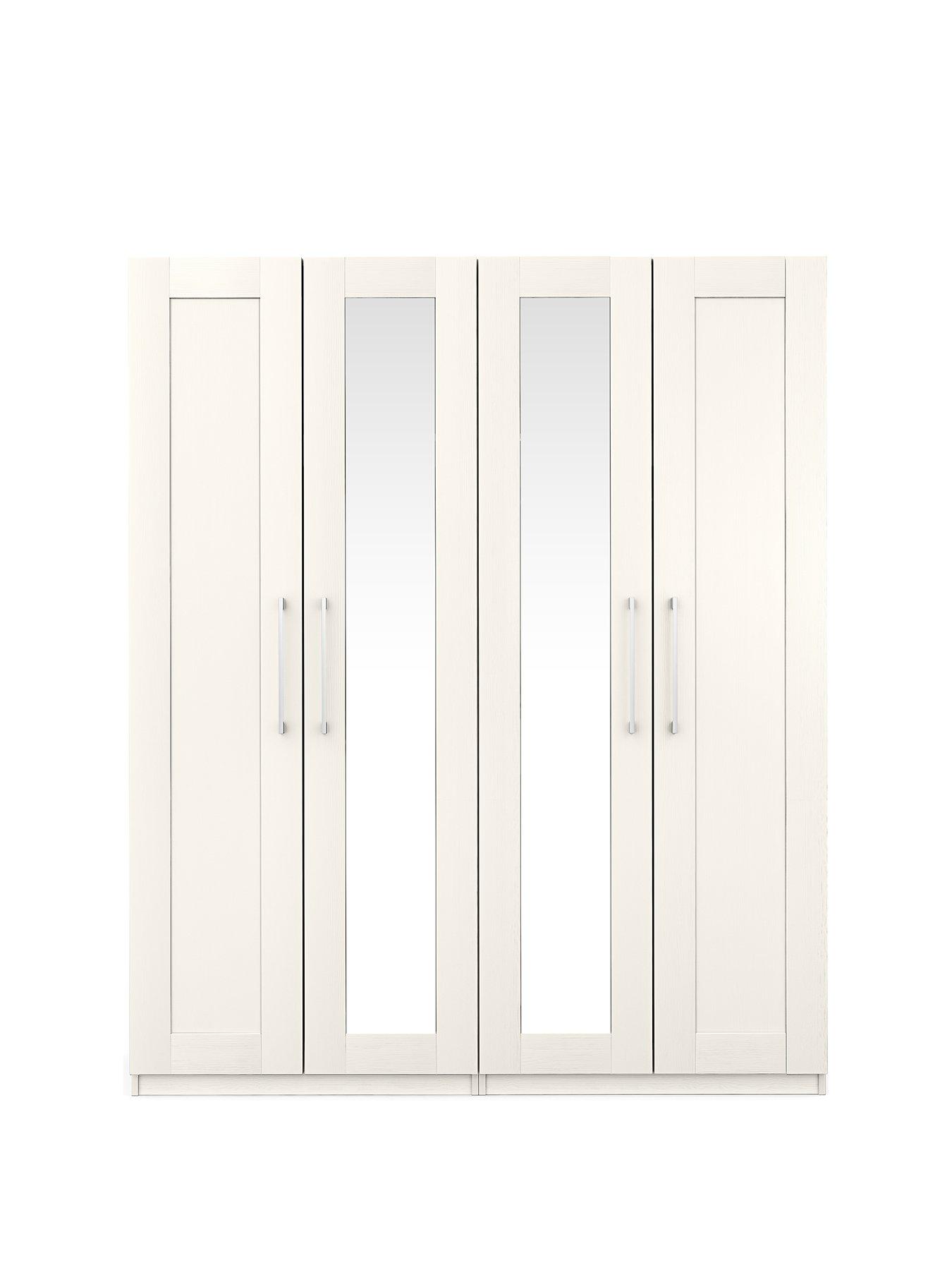 One Call Frodsham Part Assembled 4 Door Mirrored Wardrobe
