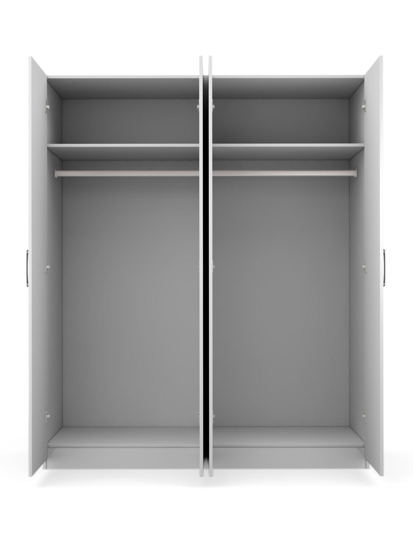 Image 4 of 5 of One Call Sanford Part Assembled&nbsp;4 Door High Gloss Mirrored Wardrobe