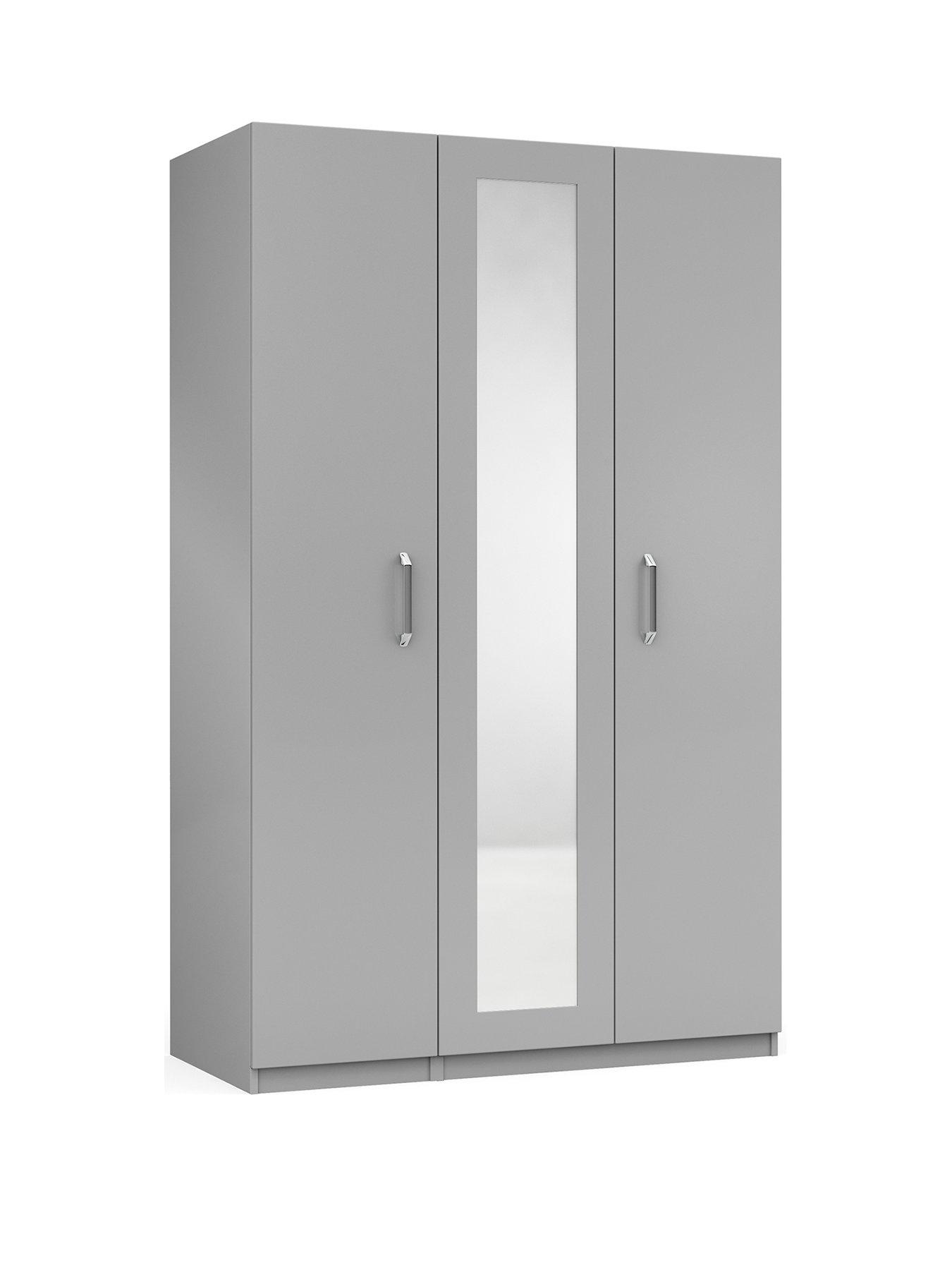 Image 3 of 5 of One Call Sanford Part Assembled&nbsp;3 Door High Gloss Mirrored Wardrobe