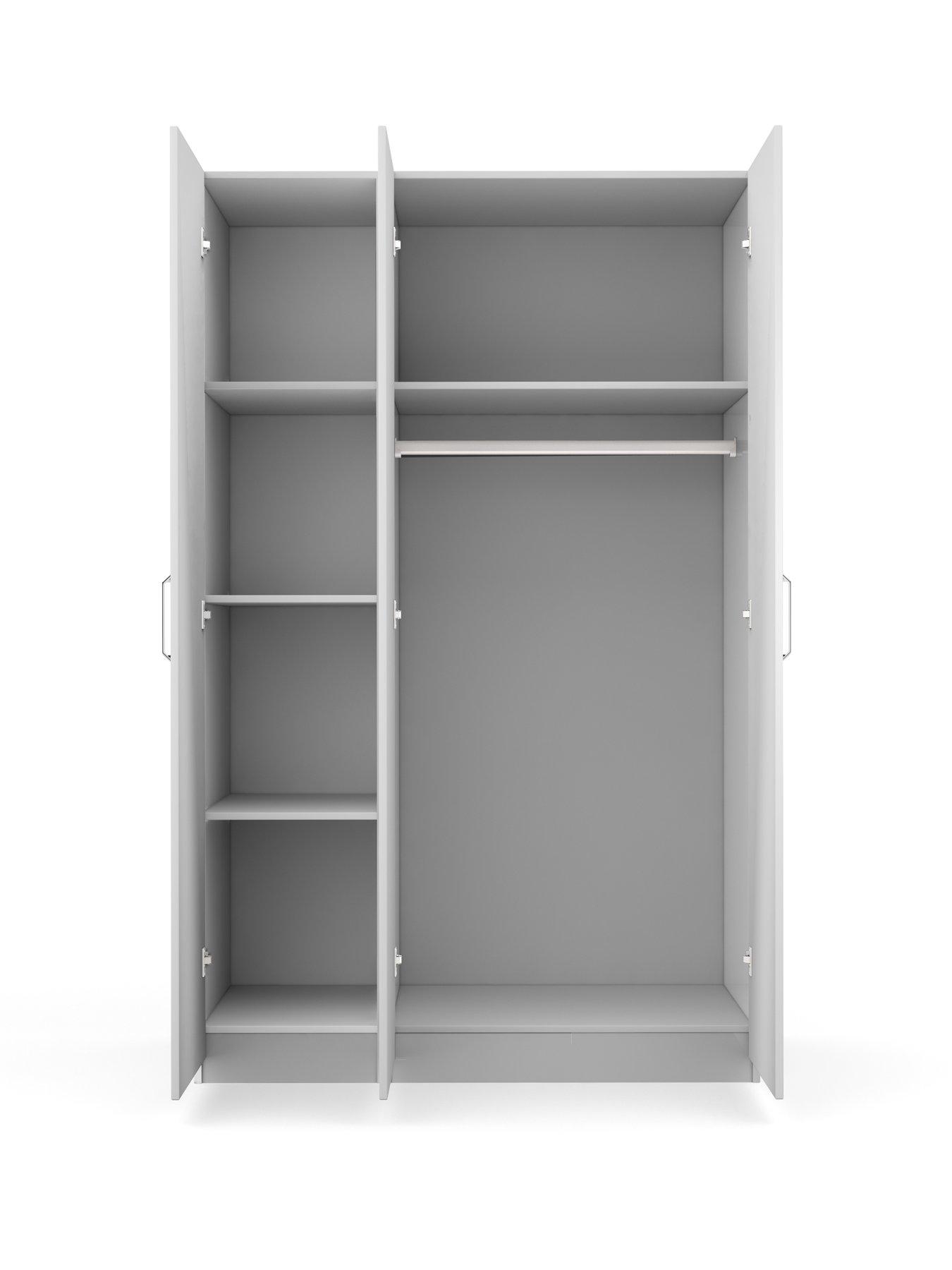 Image 4 of 5 of One Call Sanford Part Assembled&nbsp;3 Door High Gloss Mirrored Wardrobe