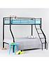  image of domino-metal-trio-bunk-bed-with-optional-mattresses-fitted-with-a-ladder-and-guard-rail-on-the-top-bunk