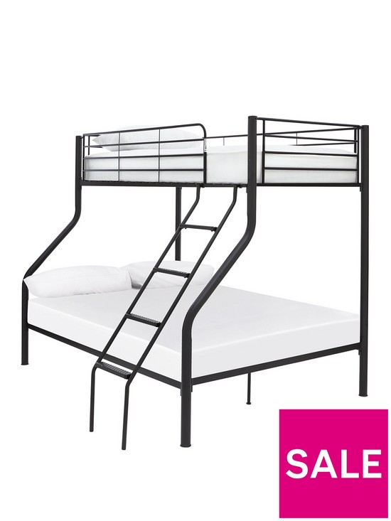 stillFront image of very-home-domino-metal-trio-bunk-bed-with-optional-mattresses-with-ladder-and-top-bunknbspguard-rail