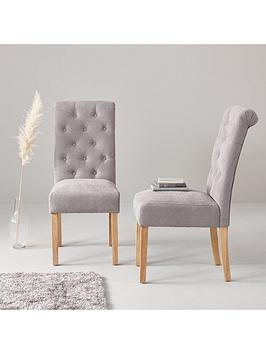 Product photograph of Very Home Pair Of Fabric Scroll Back Dining Chairs - Grey - Fsc Reg Certified from very.co.uk